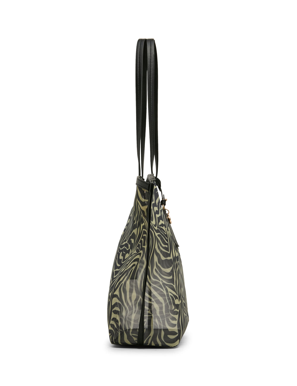 Printed Mesh Tote Bag with Pouch in Zebra: Black-Cream / Black | Anne - Anne Klein Zebra