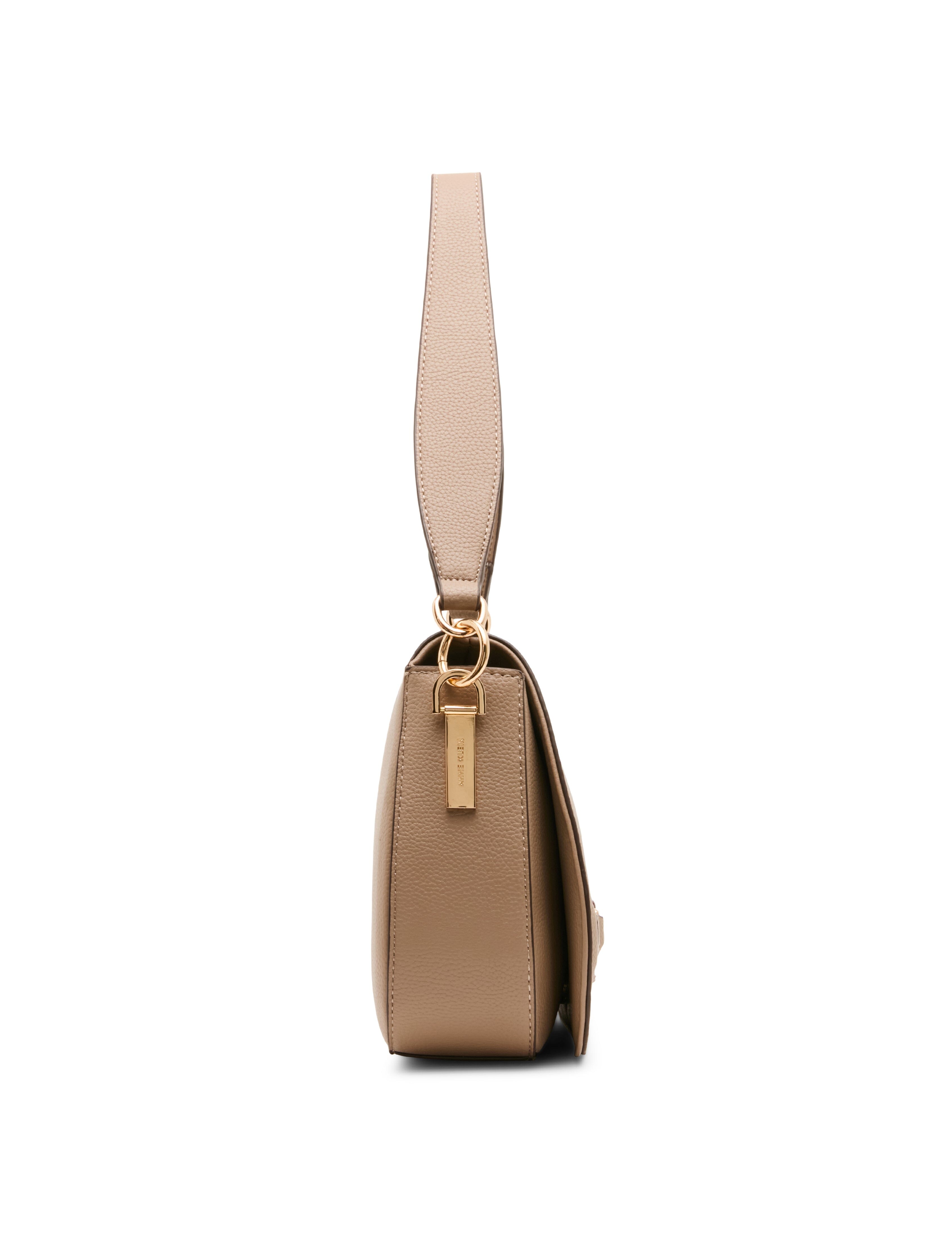 Flap Shoulder Bag with Scarf Detail in Truffle / Pearl White-Sesame | - Anne Klein Truffle/Pearl White-Sesame