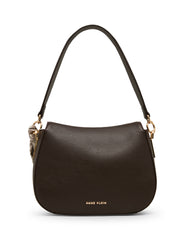 Flap Shoulder Bag with Scarf Detail in Espresso / Pearl White-Sesame | - Anne Klein Espresso/Pearl White-Sesame