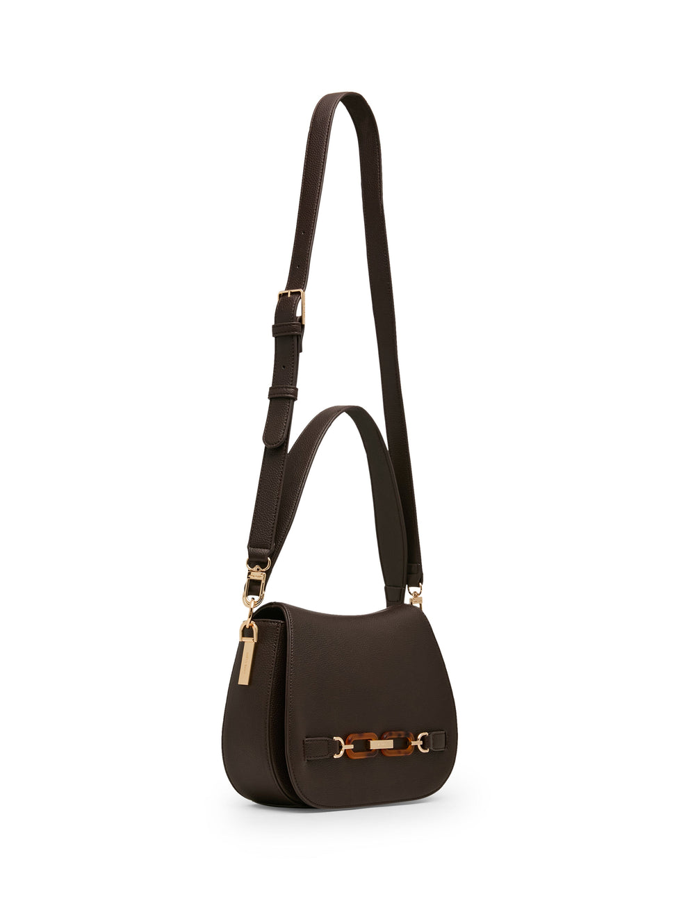 Flap Shoulder Bag with Scarf Detail in Espresso / Pearl White-Sesame | - Anne Klein Espresso/Pearl White-Sesame