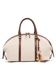 Canvas Bowler Satchel with Charms - Anne Klein