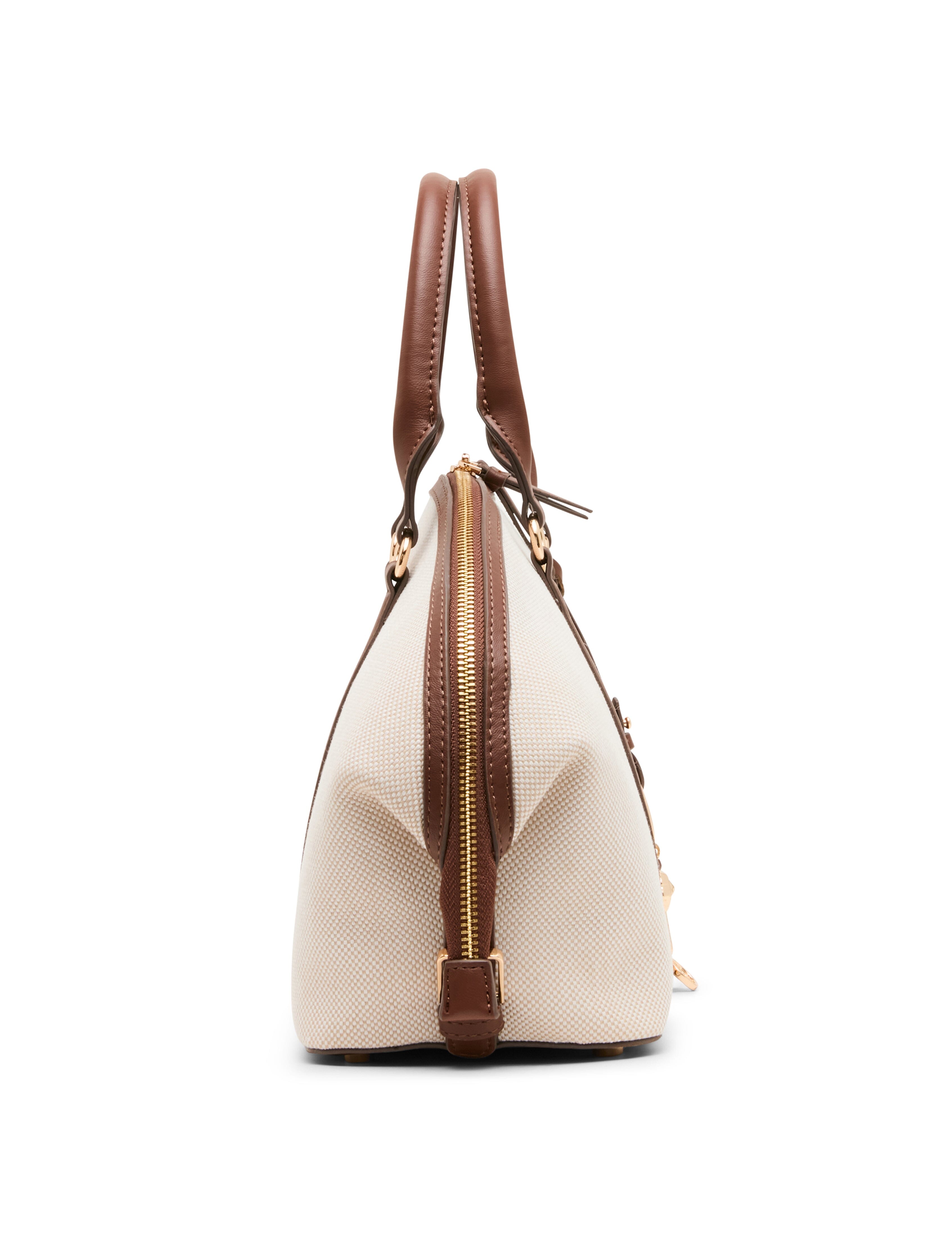 Canvas Bowler Satchel with Charms - Anne Klein