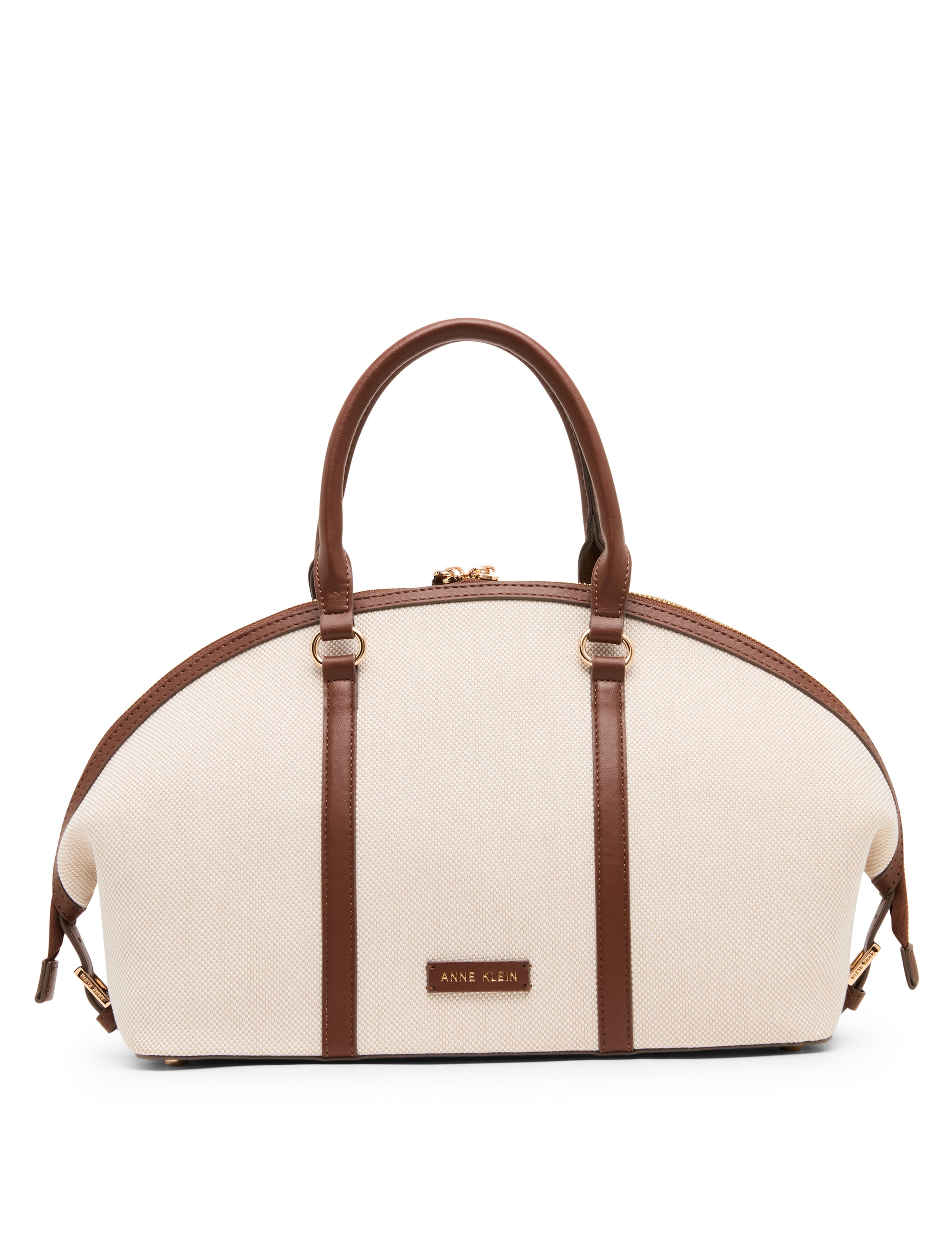 Canvas Bowler Satchel with Charms - Anne Klein