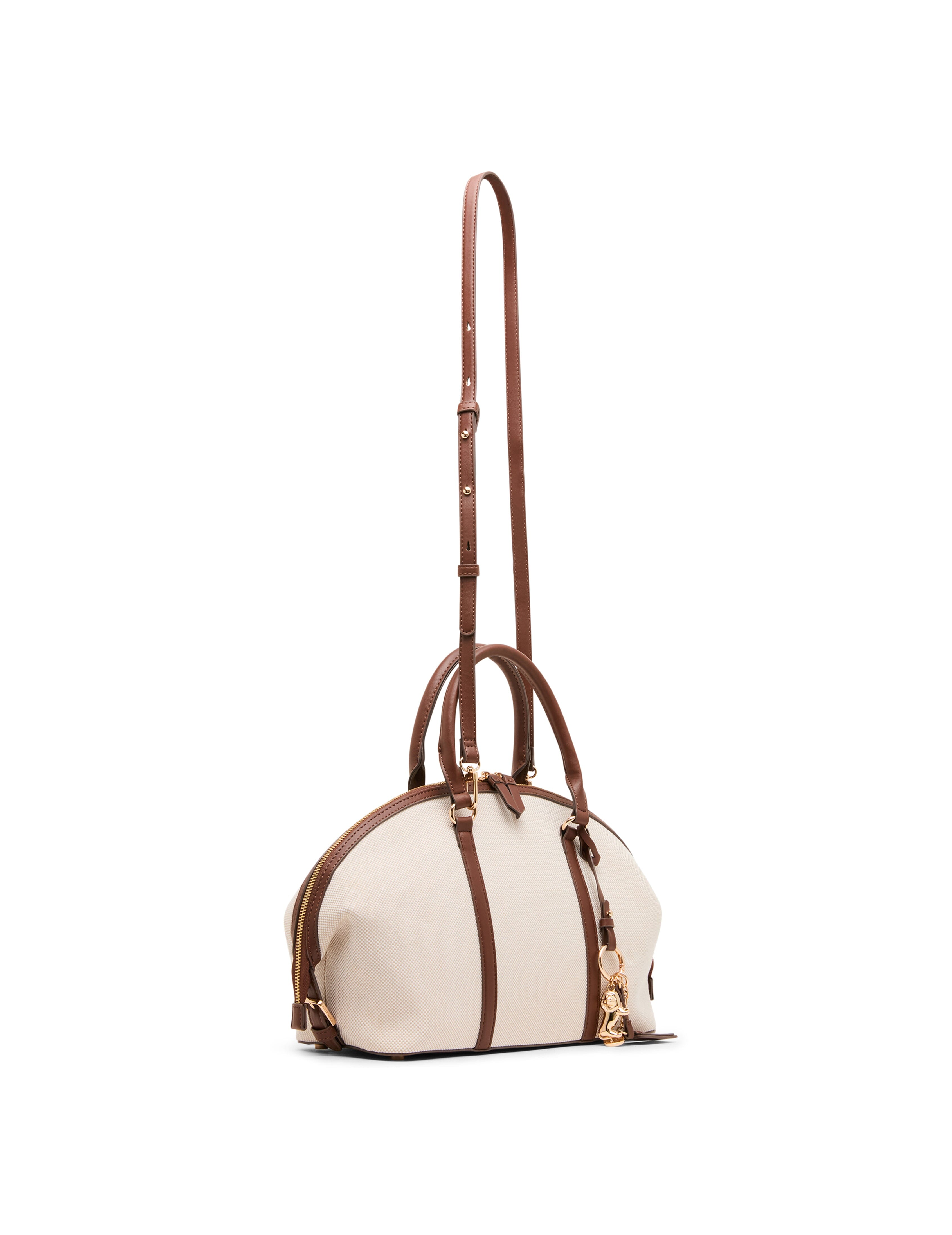 Canvas Bowler Satchel with Charms - Anne Klein