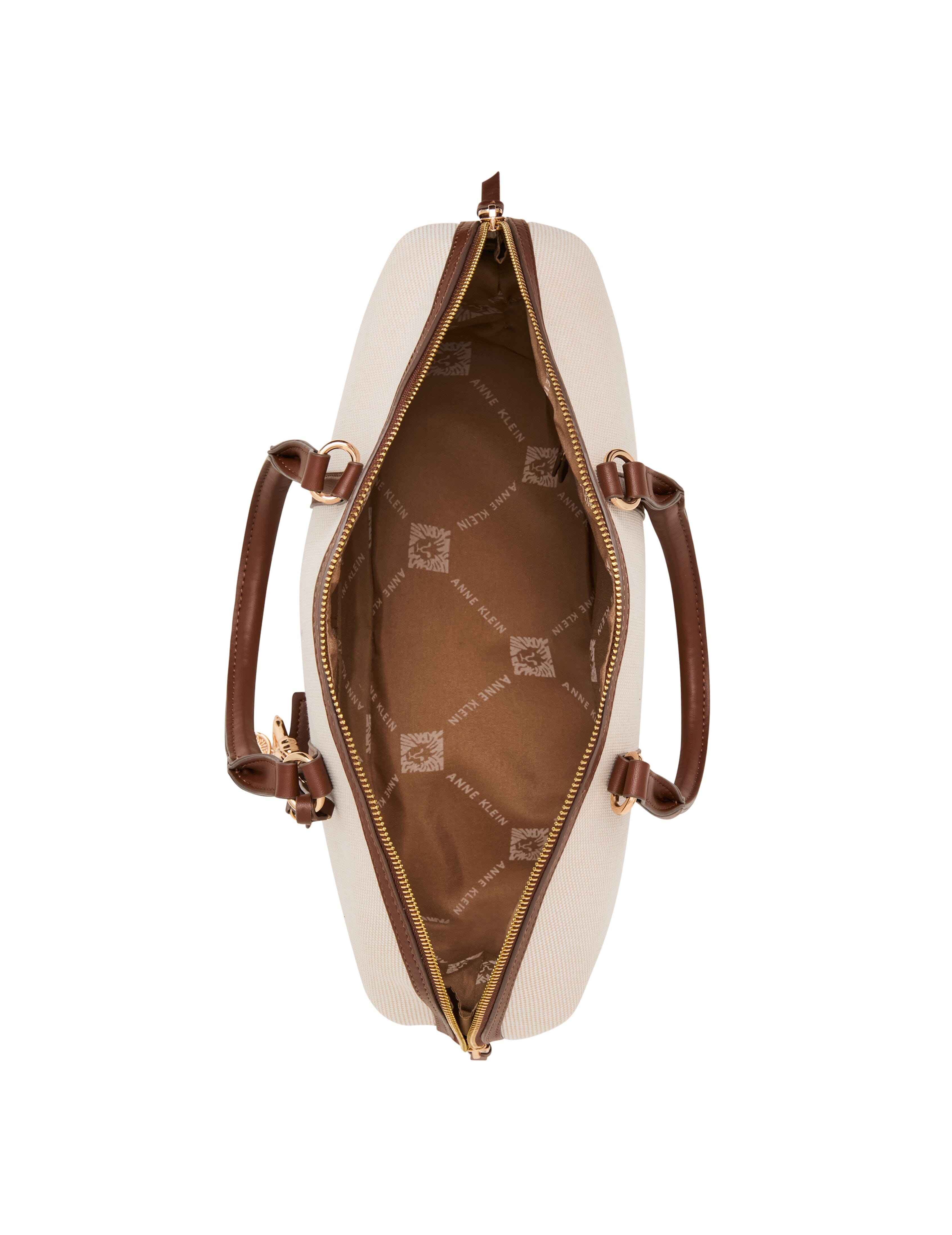Canvas Bowler Satchel with Charms - Anne Klein