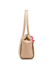 Bonded Tote Bag with Floral Charm - Anne Klein
