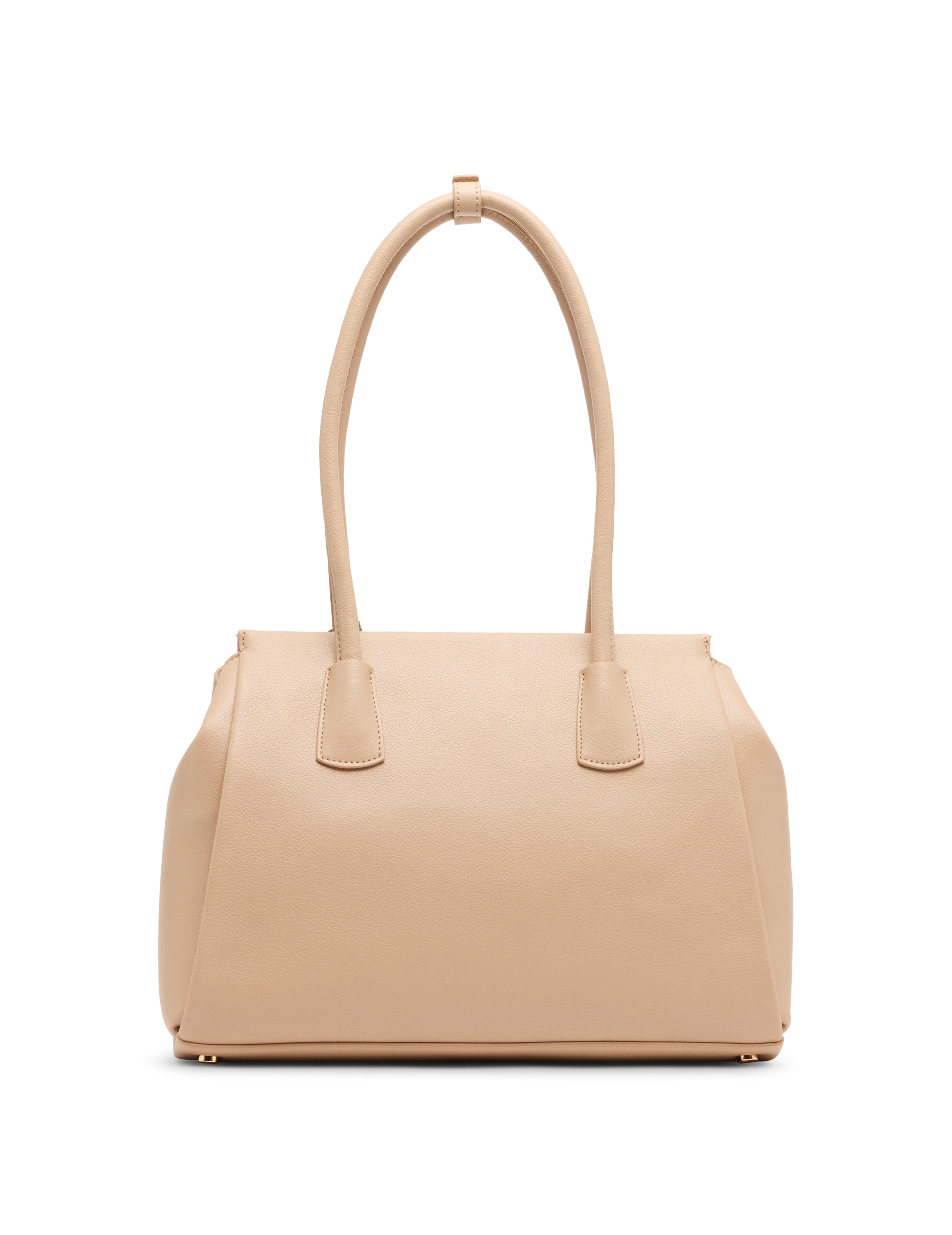 Bonded Tote Bag with Floral Charm - Anne Klein