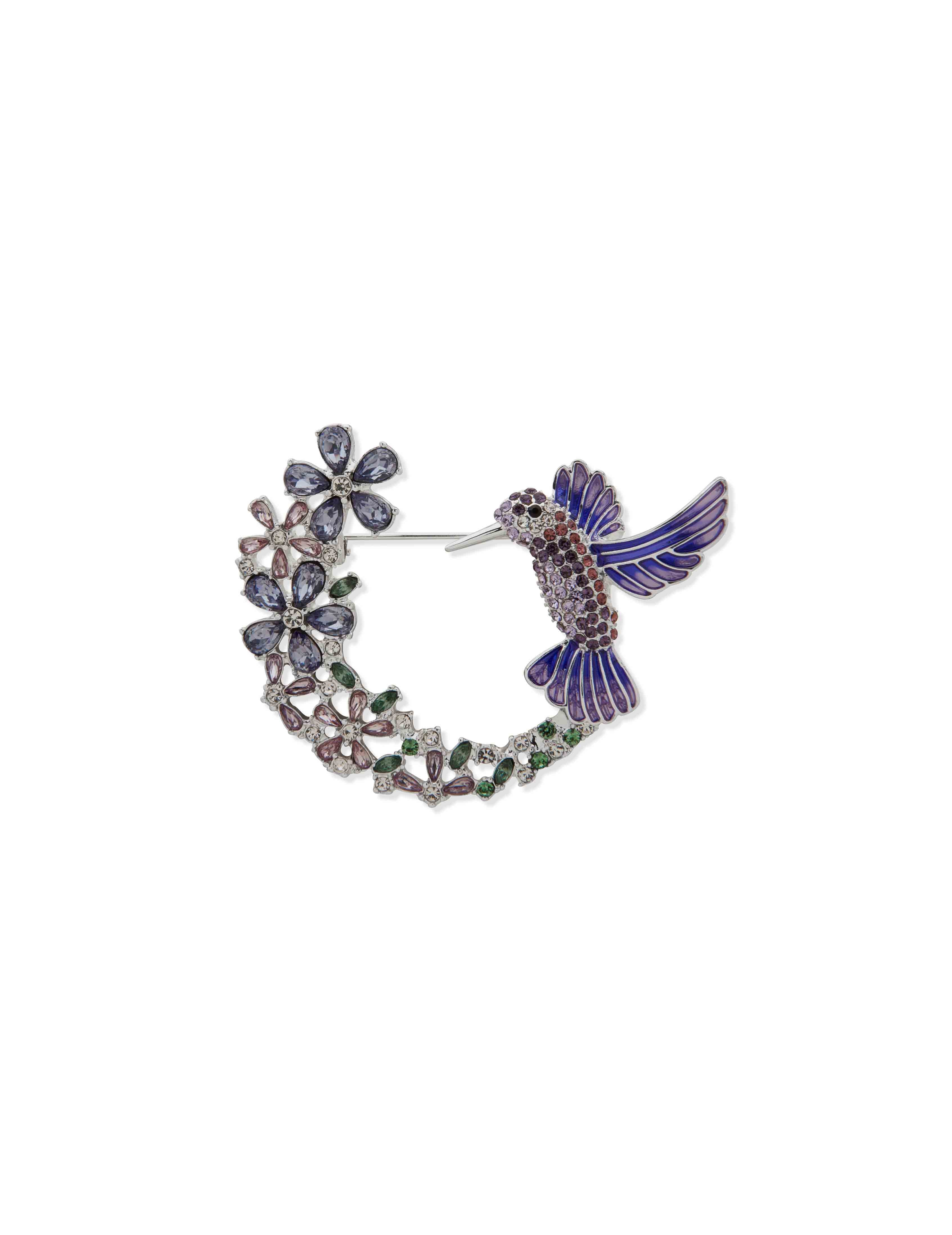 Bx Hummingbird & Floral Pin-Gld/Multi - Anne Klein