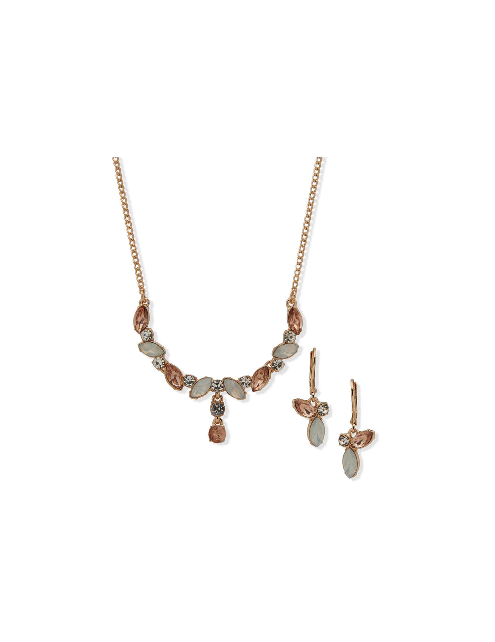 Se Nk/Er Navette Stones-Gld/Vint Rs/Wht Opal - Anne Klein