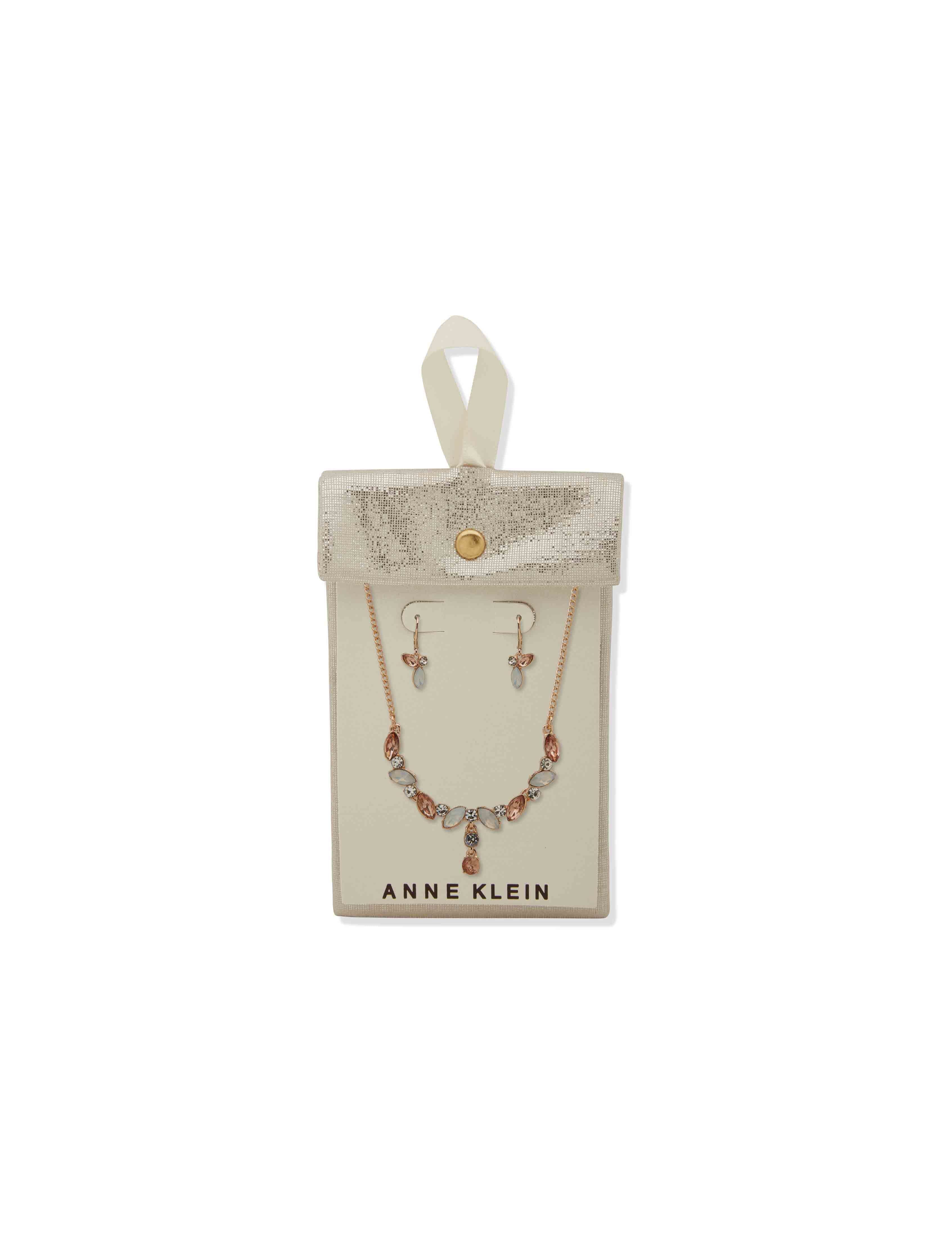Se Nk/Er Navette Stones-Gld/Vint Rs/Wht Opal - Anne Klein