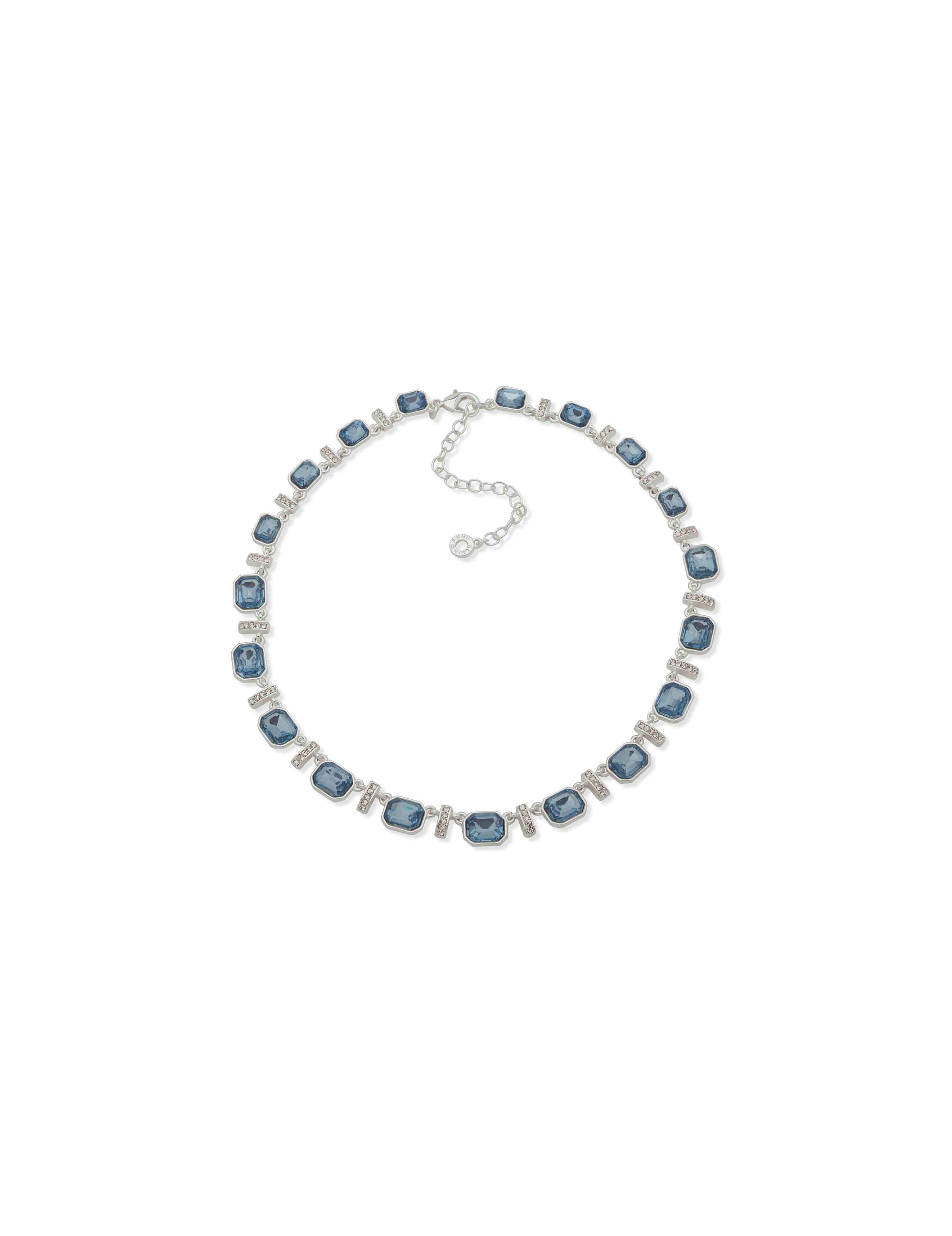 Nk 16In Emerald Cut& Bar Stn Clr-Slv/Blue/Cry - Anne Klein