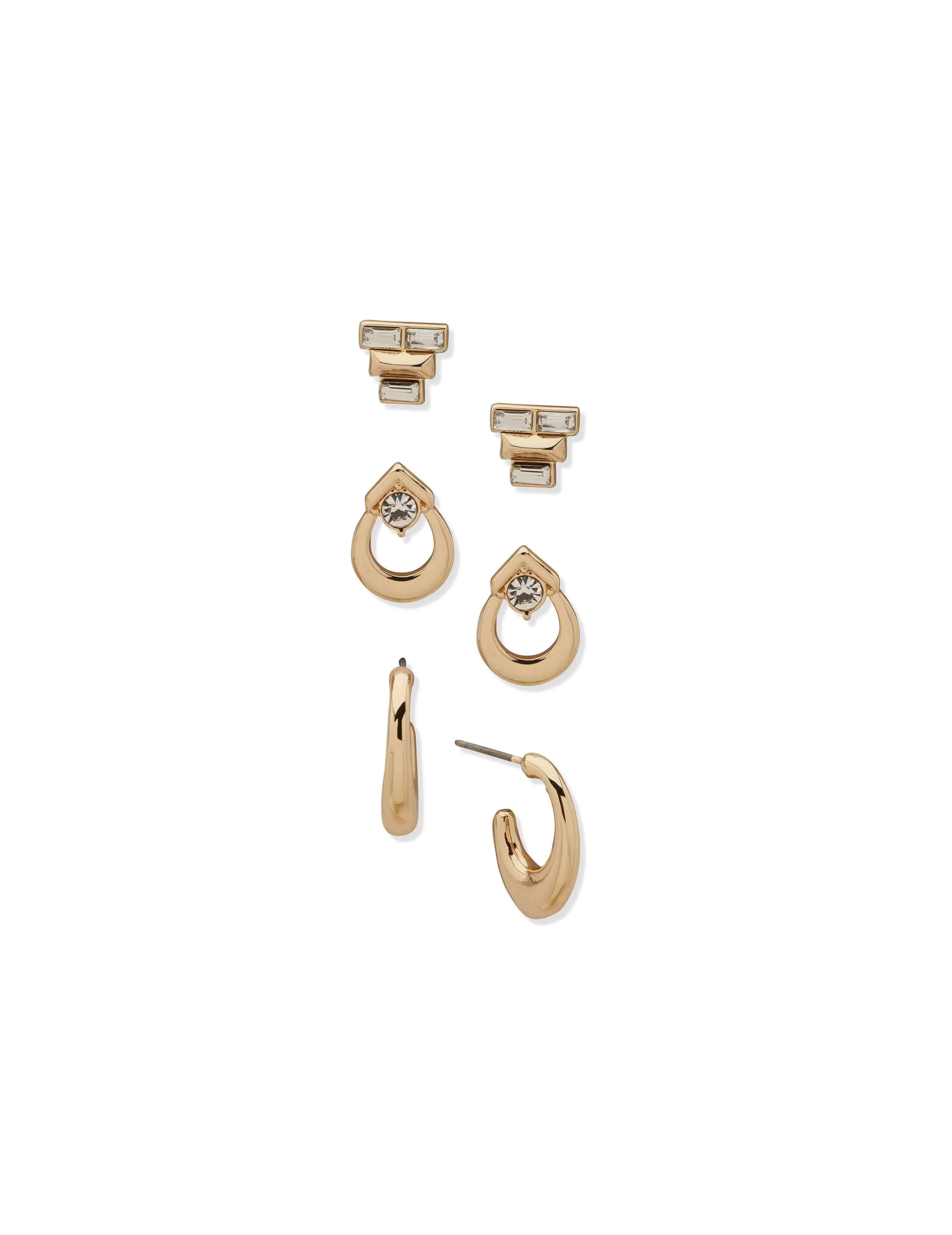 Pe Metal & Stn Trio Set-Gld/Cry - Anne Klein