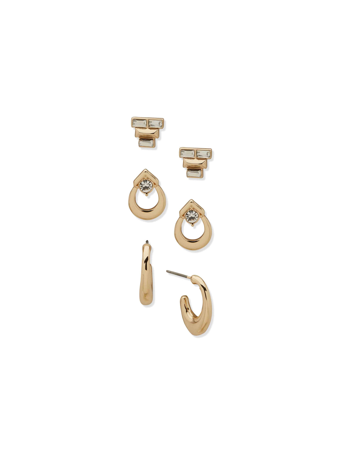 Pe Metal & Stn Trio Set-Gld/Cry - Anne Klein