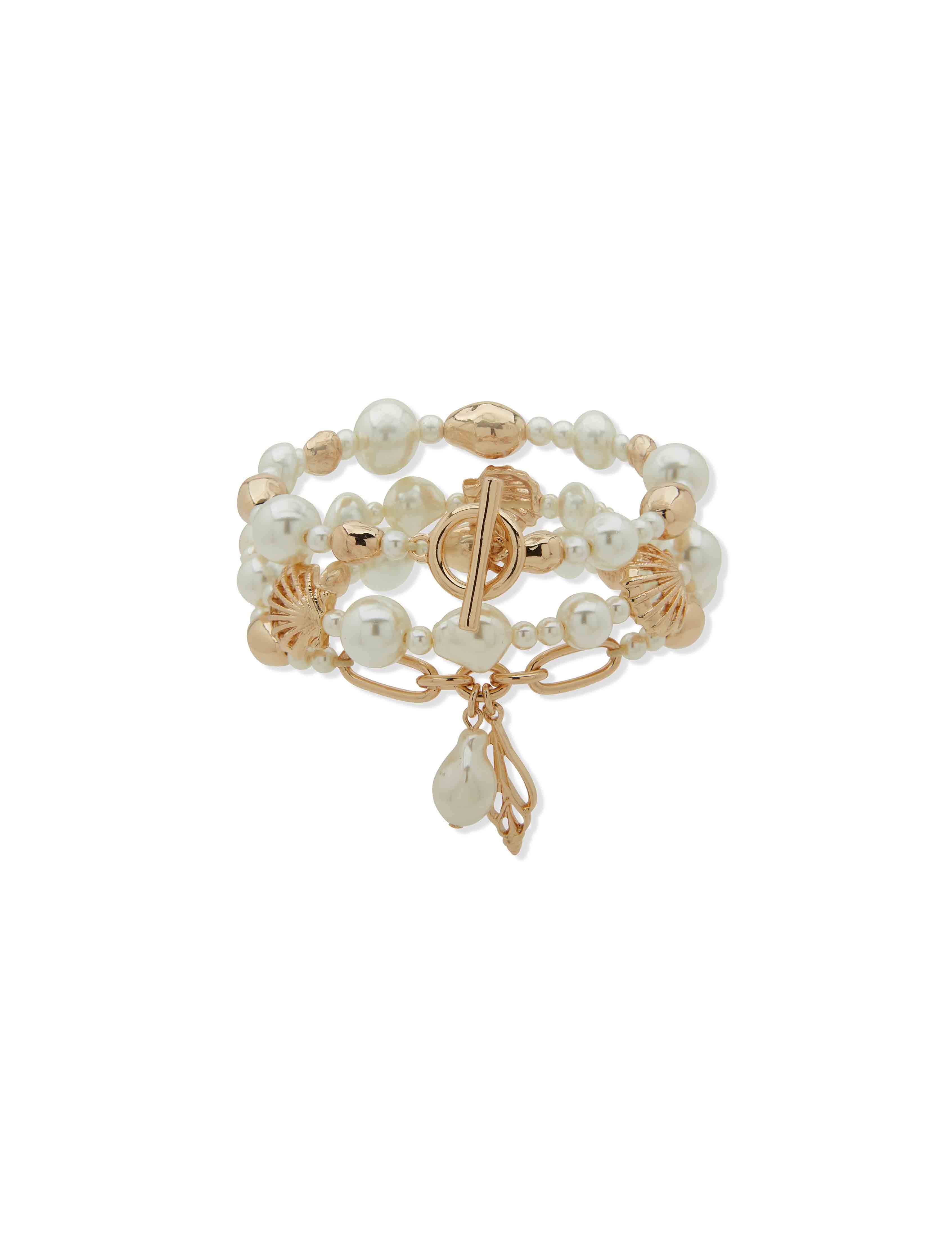 Triple Row Pearl Stretch Bracelet - Anne Klein