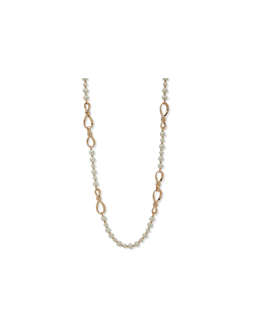 Twisted Knot & Pearl Long Necklace - Anne Klein