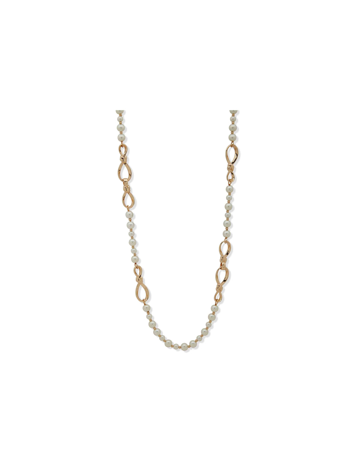 Twisted Knot & Pearl Long Necklace - Anne Klein