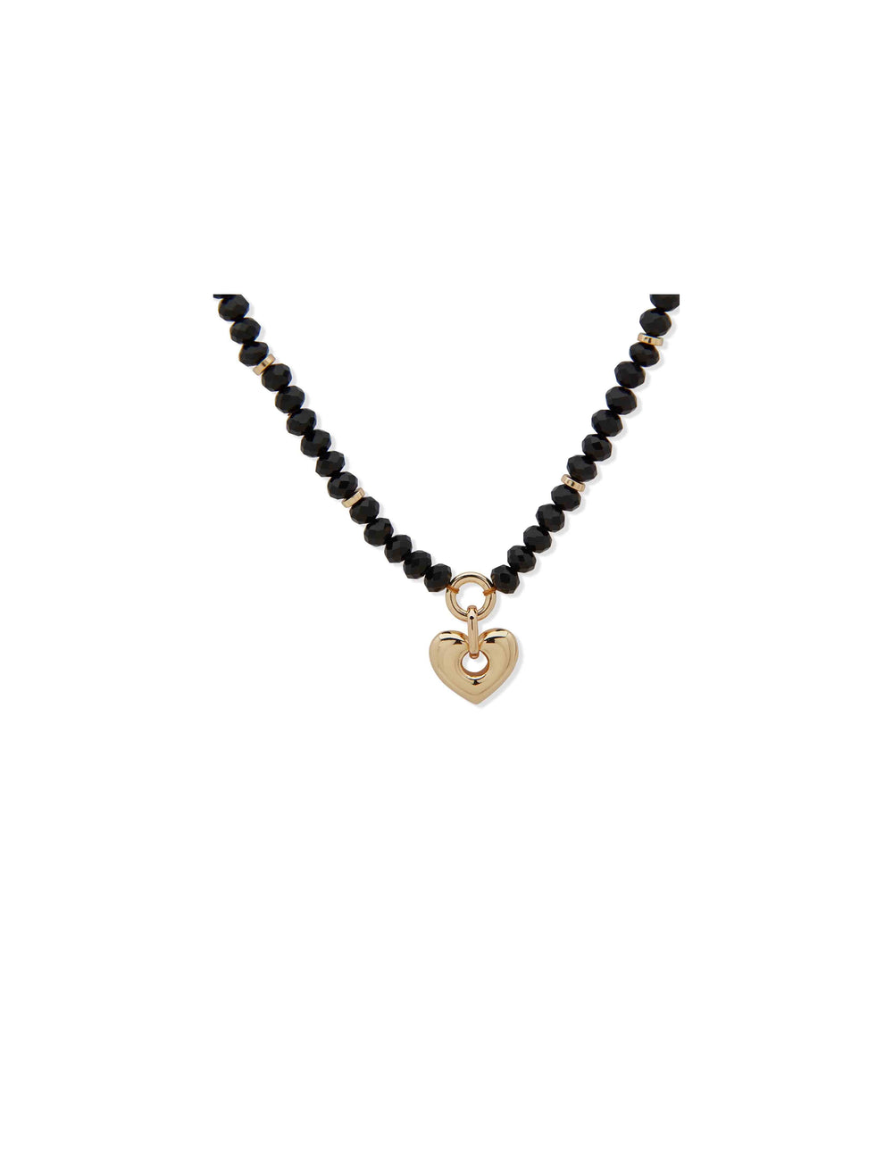 Heart Motif Pendant - Gold/Jet - Anne Klein