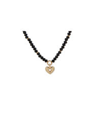 Heart Motif Pendant - Gold/Jet - Anne Klein