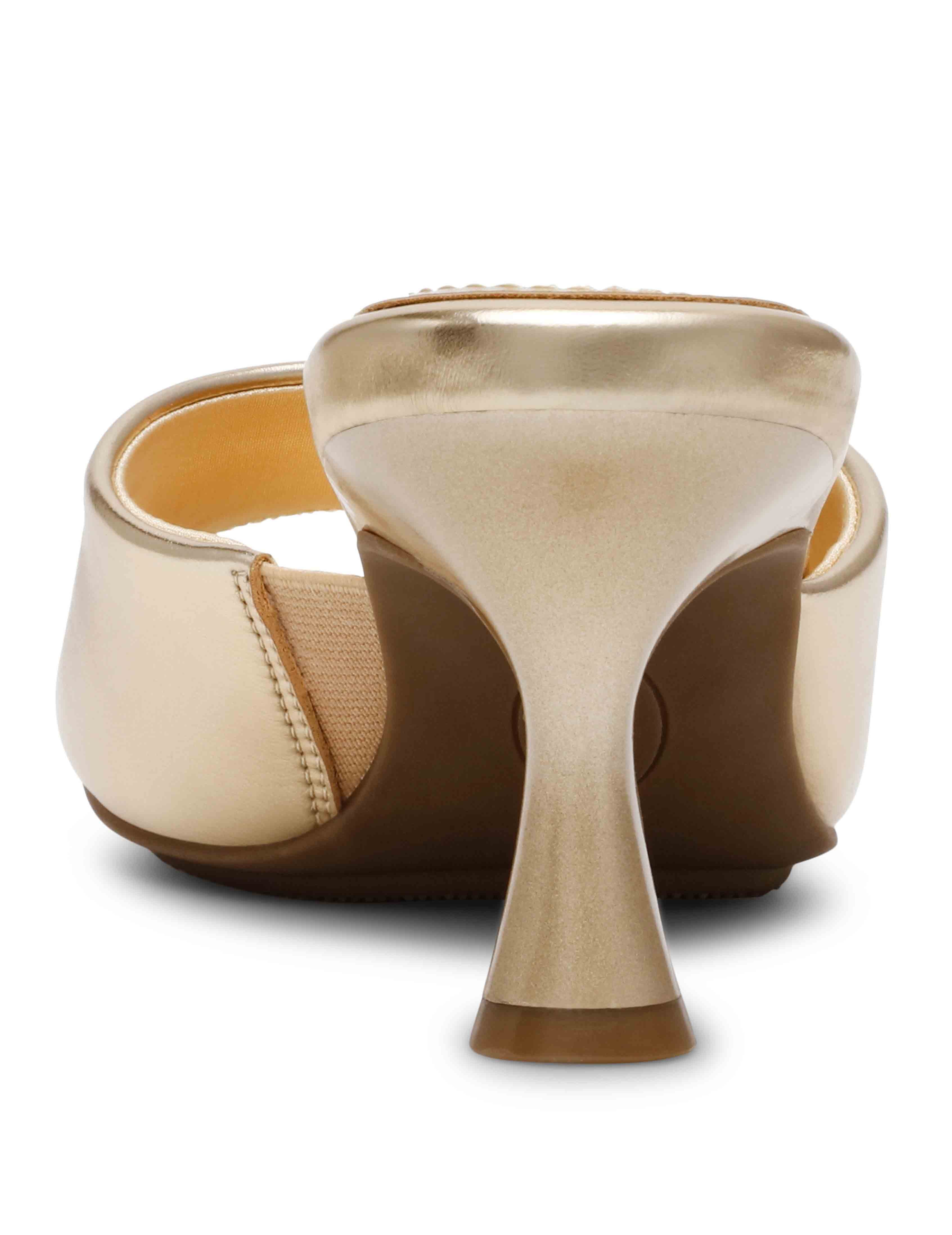 Jerilyn Gold Heeled Mule Sandal - Anne Klein LIGHT GOLD
