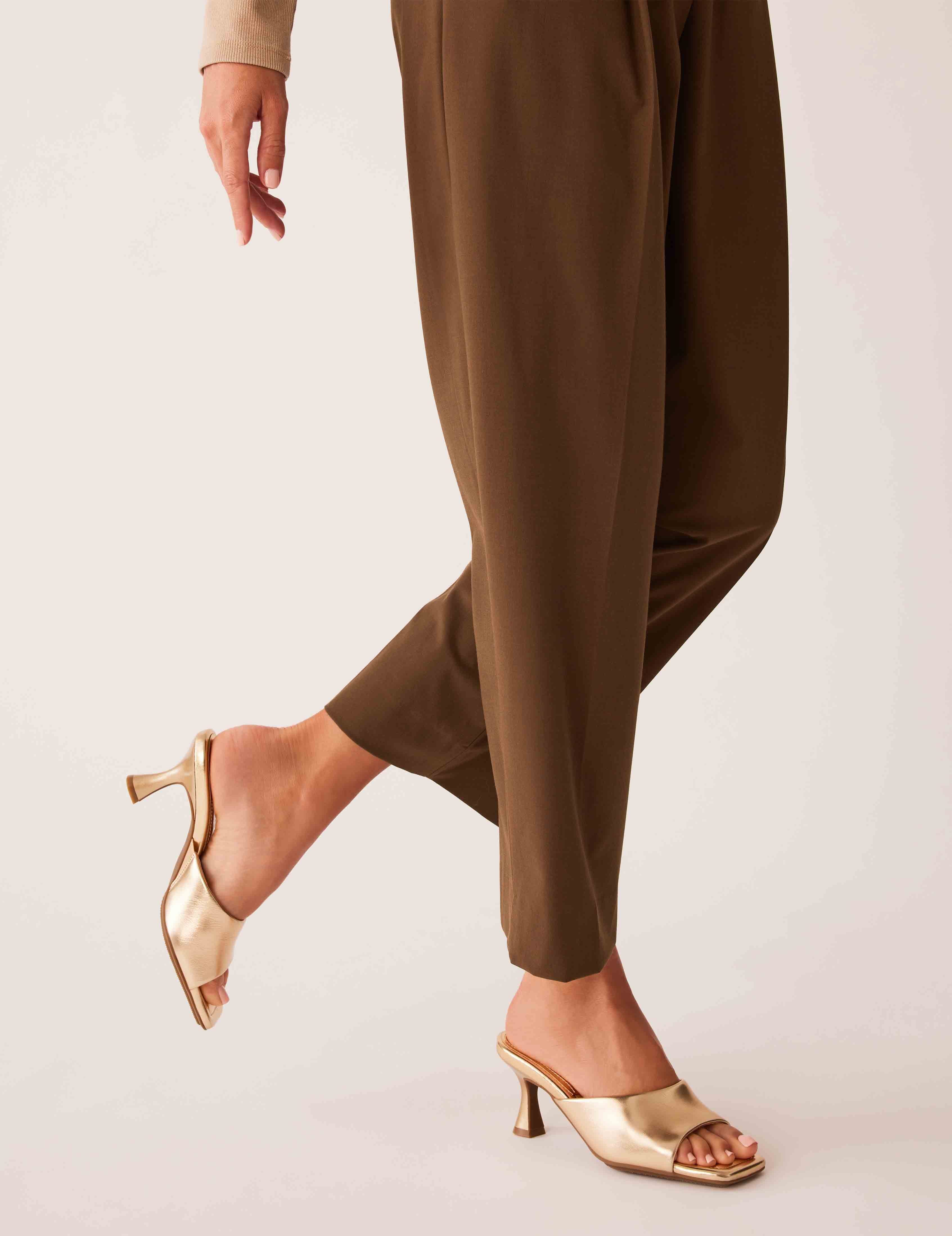 Jerilyn Gold Heeled Mule Sandal - Anne Klein LIGHT GOLD