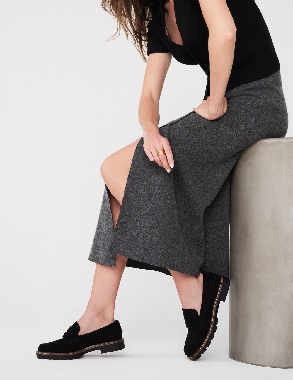 Emmylou Suede Loafers Black - Anne Klein Black