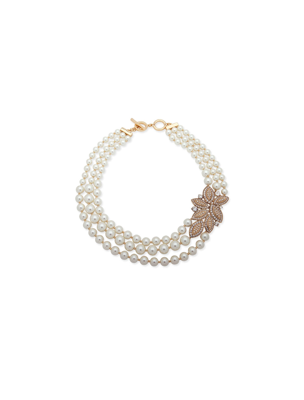Leaf Faux Pearl Collar Necklace - Anne Klein