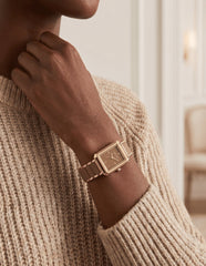 Rectangular Silicone Bracelet Watch - Anne Klein Mocha/Gold-Tone