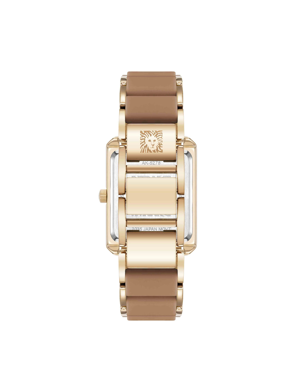 Rectangular Silicone Bracelet Watch - Anne Klein Mocha/Gold-Tone
