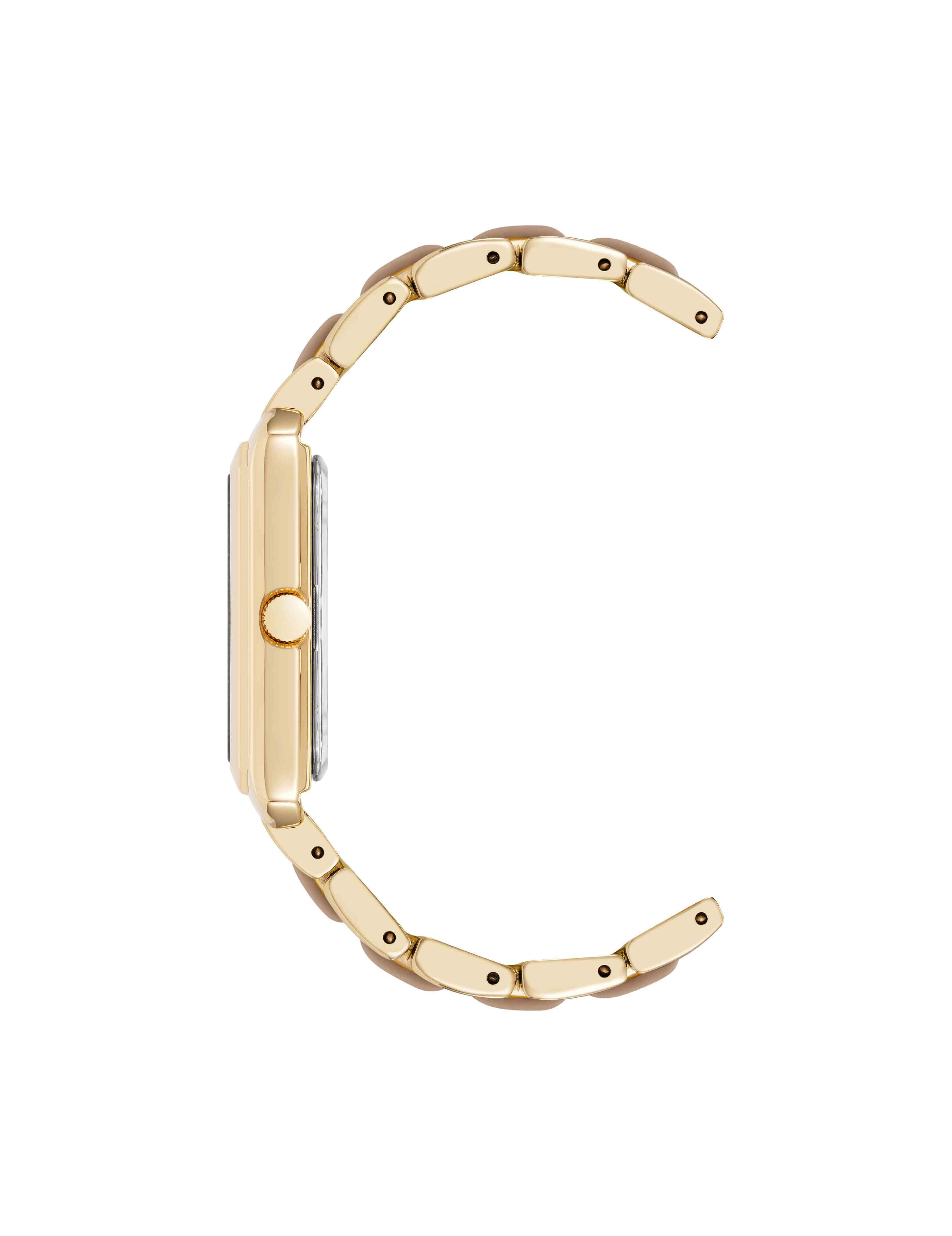 Rectangular Silicone Bracelet Watch - Anne Klein Mocha/Gold-Tone
