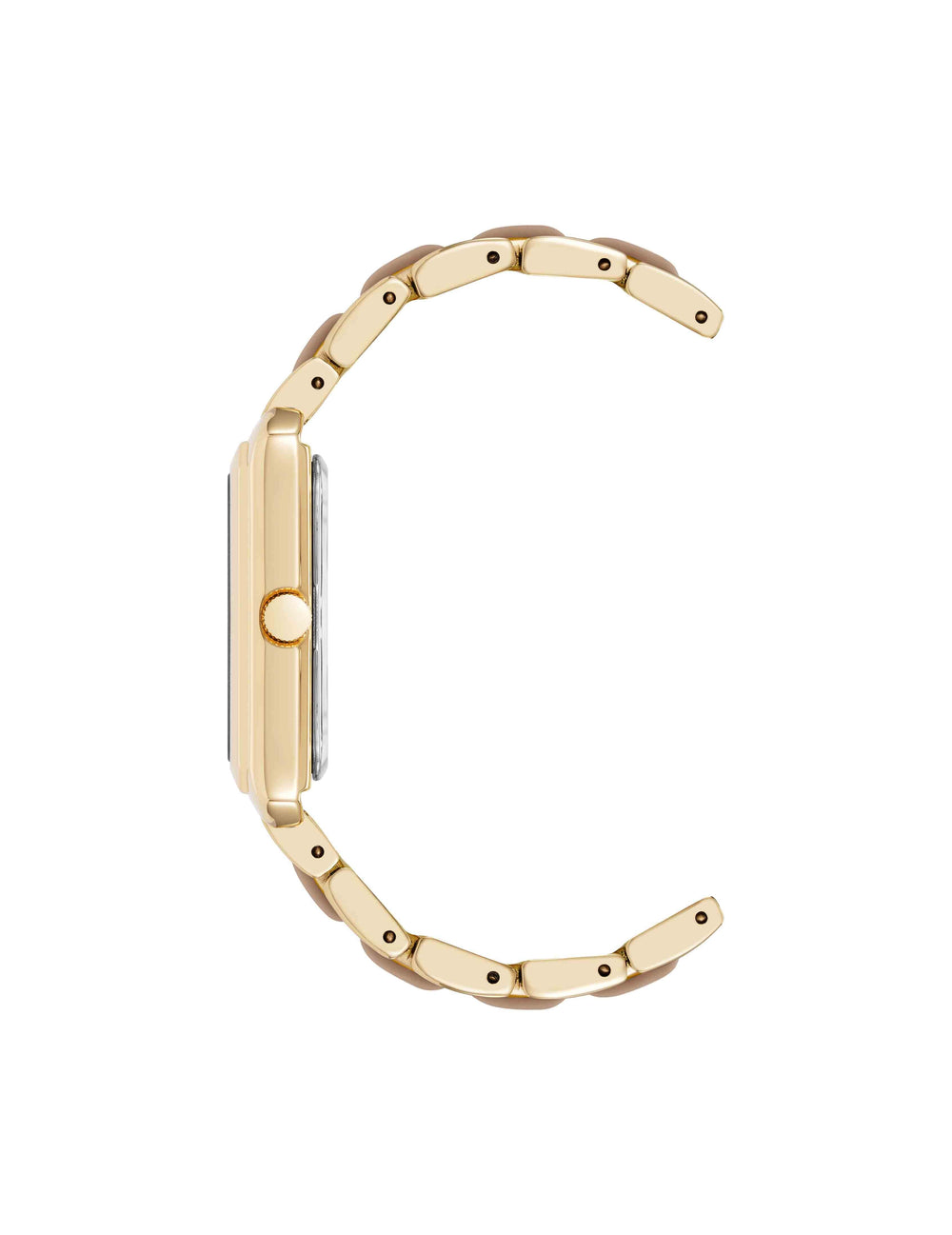 Rectangular Silicone Bracelet Watch - Anne Klein Mocha/Gold-Tone