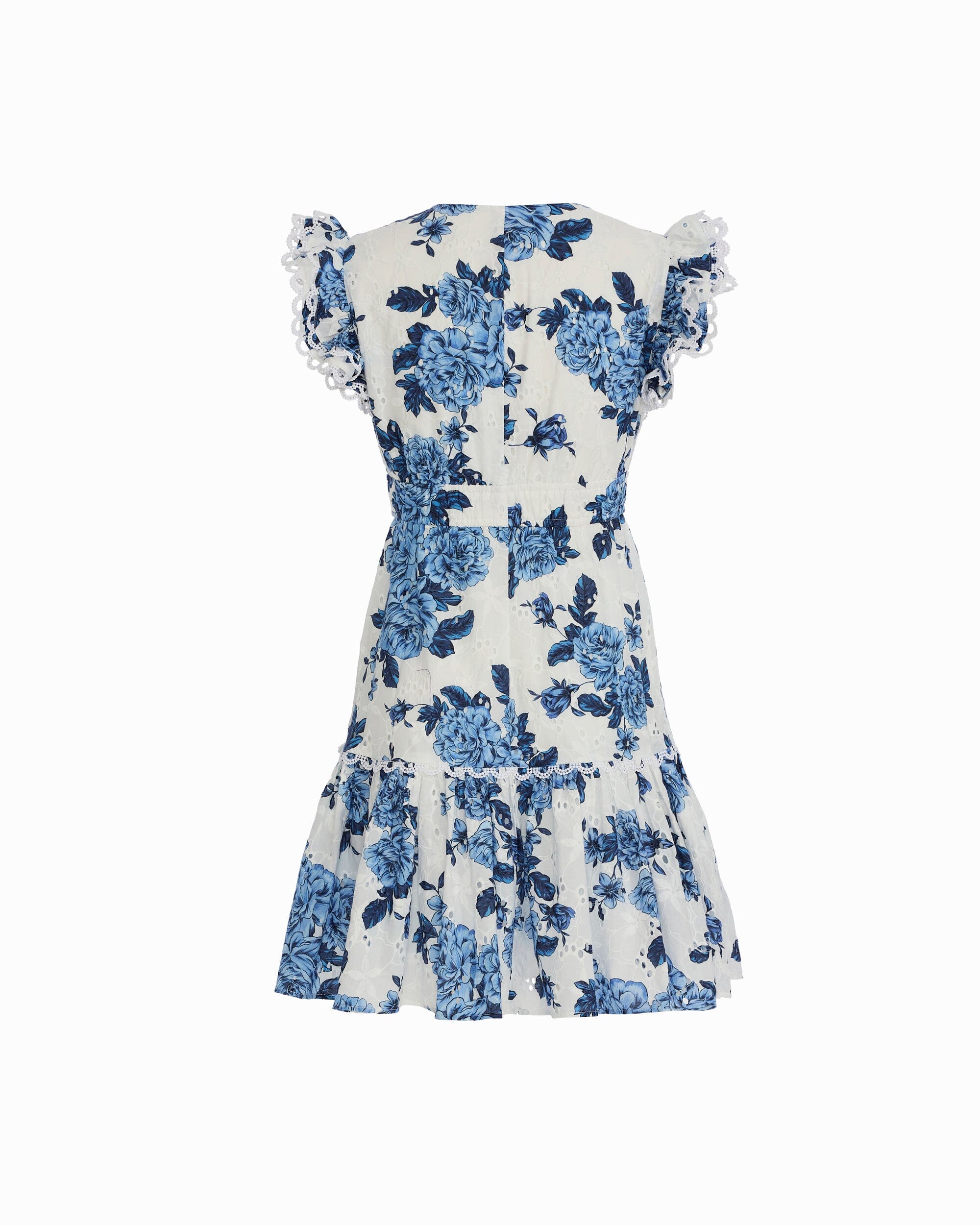 V-Neck Ruffle Sleeve Mini Dress - Anne Klein MARINA MULTI