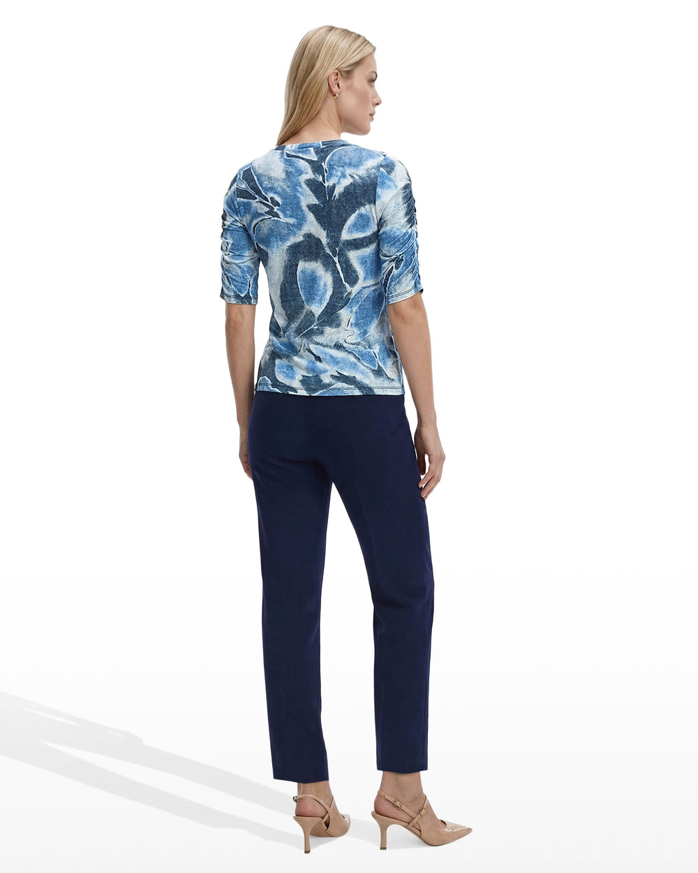 Elbow Ruched Sleeve Top - Anne Klein DISTANT MNTN MULTI