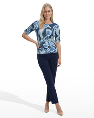 Elbow Ruched Sleeve Top - Anne Klein DISTANT MNTN MULTI