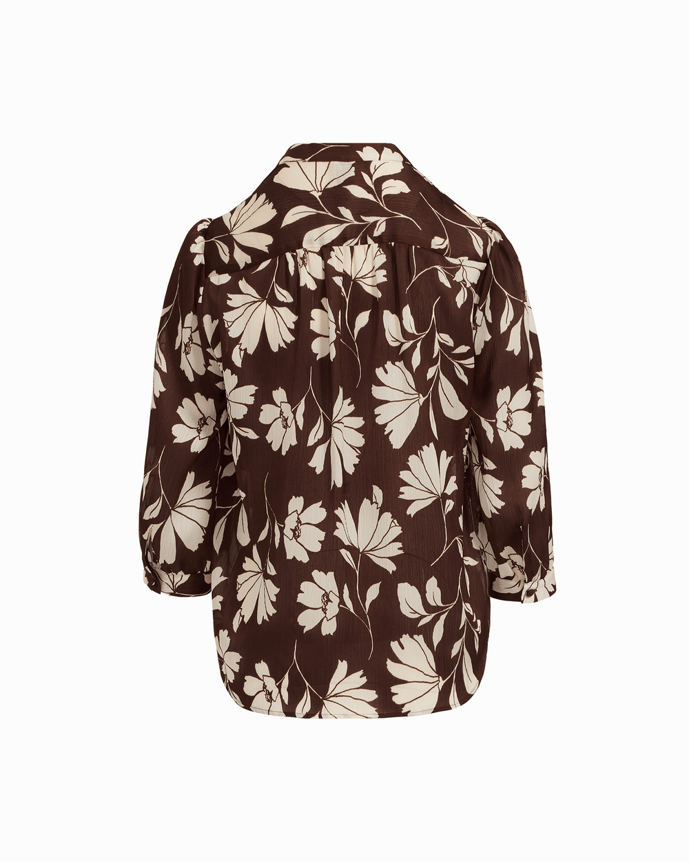 Y-Neck Blouse with Three-Quarter Sleeves in DK CHOC / WHT DV | Anne Kl - Anne Klein DK CHOC/WHT DV