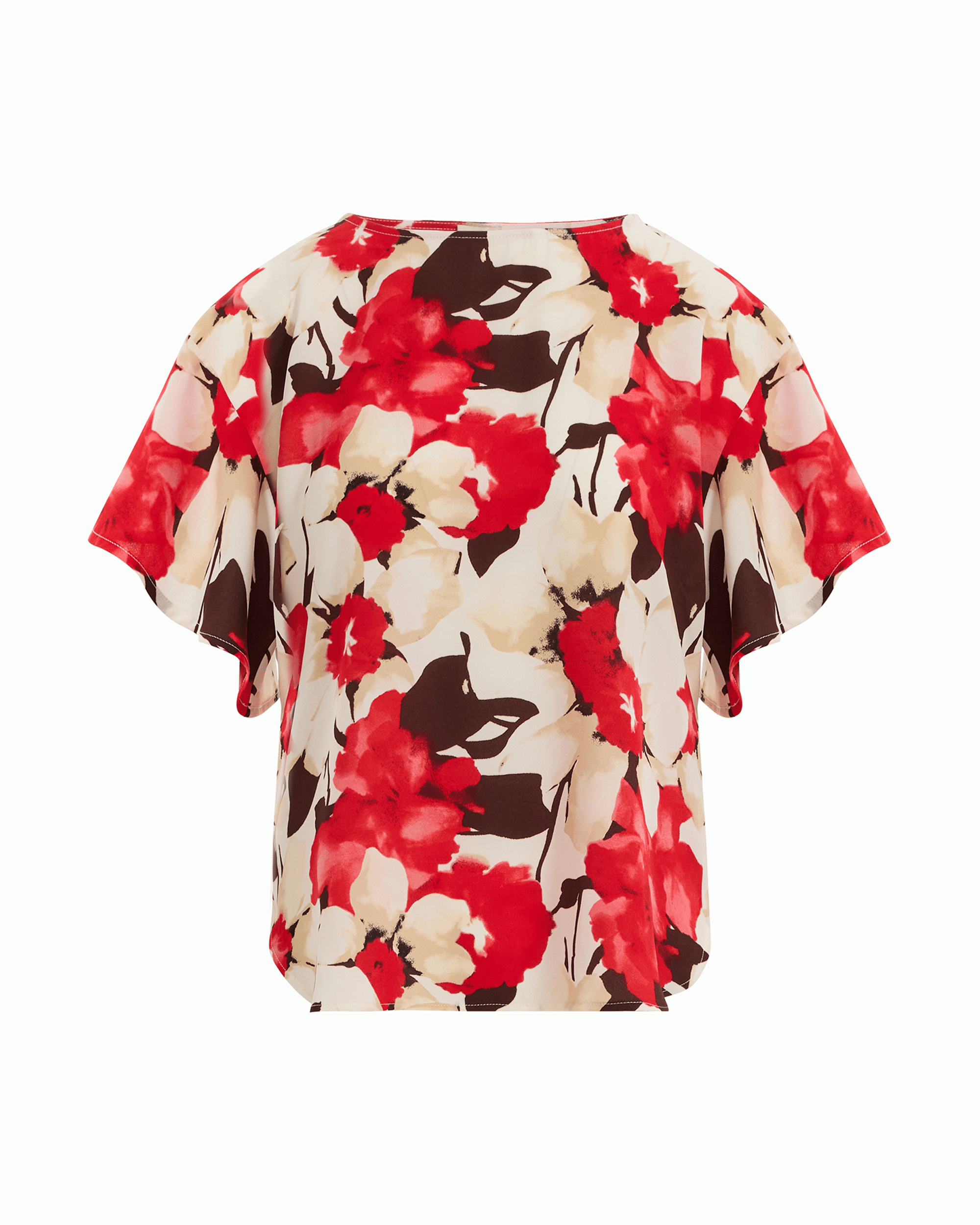Flutter Sleeve Bateau Neck Blouse in WHITE DOVE MULTI - Anne Klein WHITE DOVE MULTI