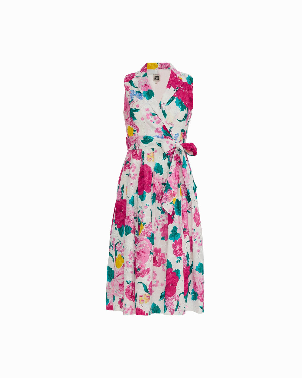 Notched Collar Wrap Dress - Anne Klein CRISP WHITE MULTI