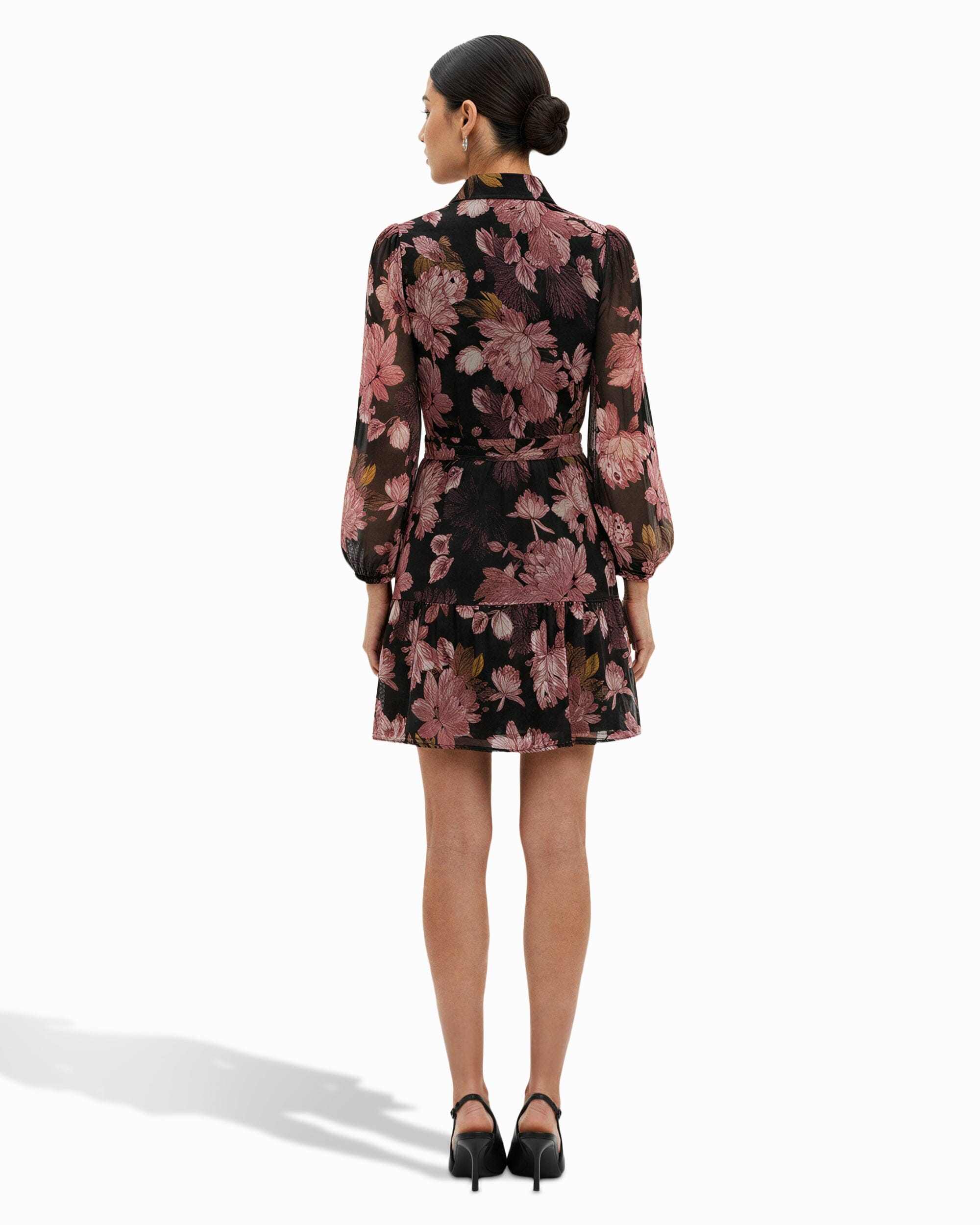 Tiered Shirt Dress - Anne Klein Anne Black Multi