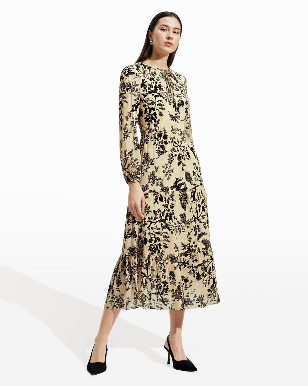 Tiered Patio Dress - Anne Klein Swan White/Anne Blk