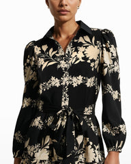 Tiered Collared Shirt Dress - Anne Klein Anne Blk/Swan White