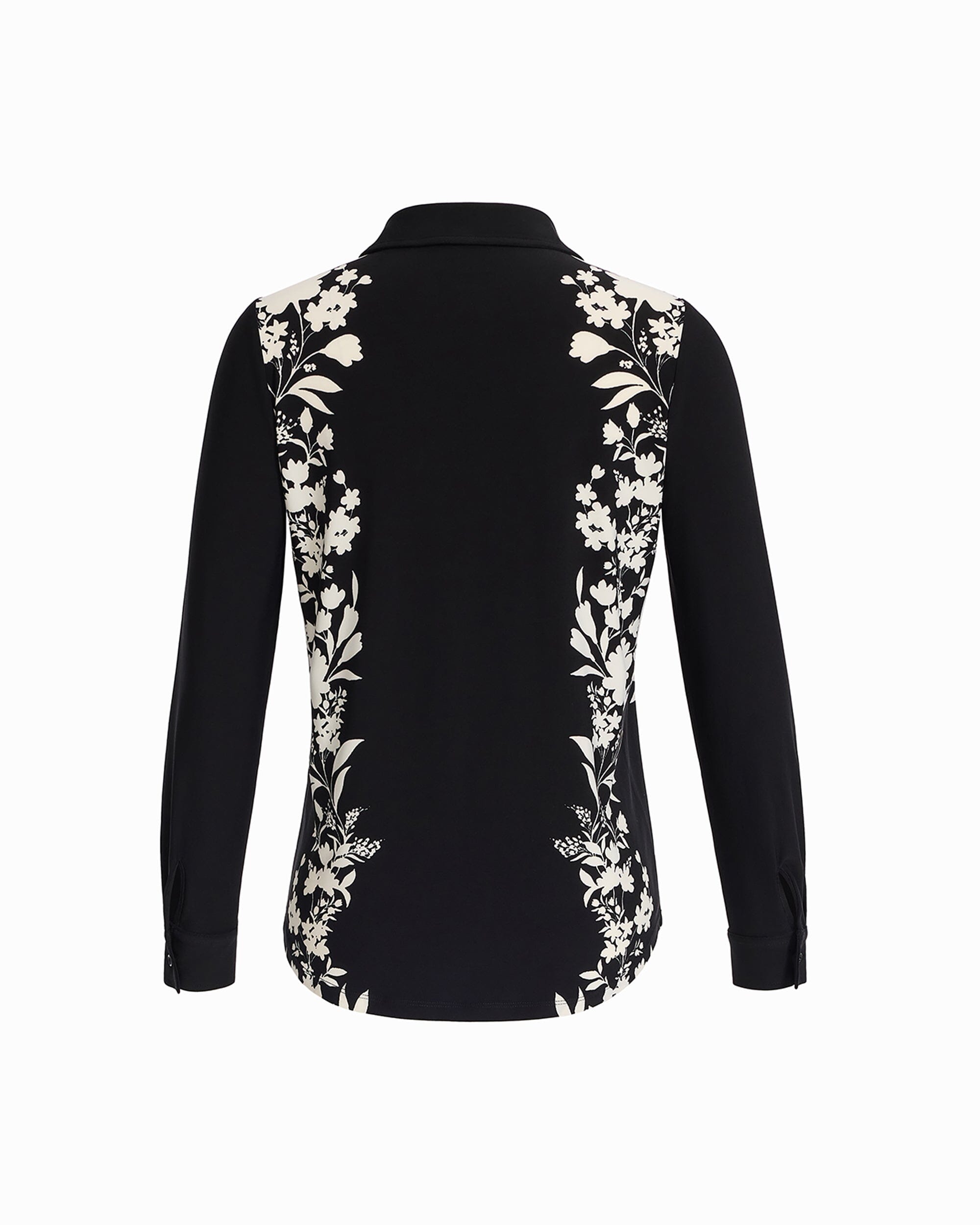 Long Sleeve Button Down Shirt - Anne Klein Anne Black/White Dove