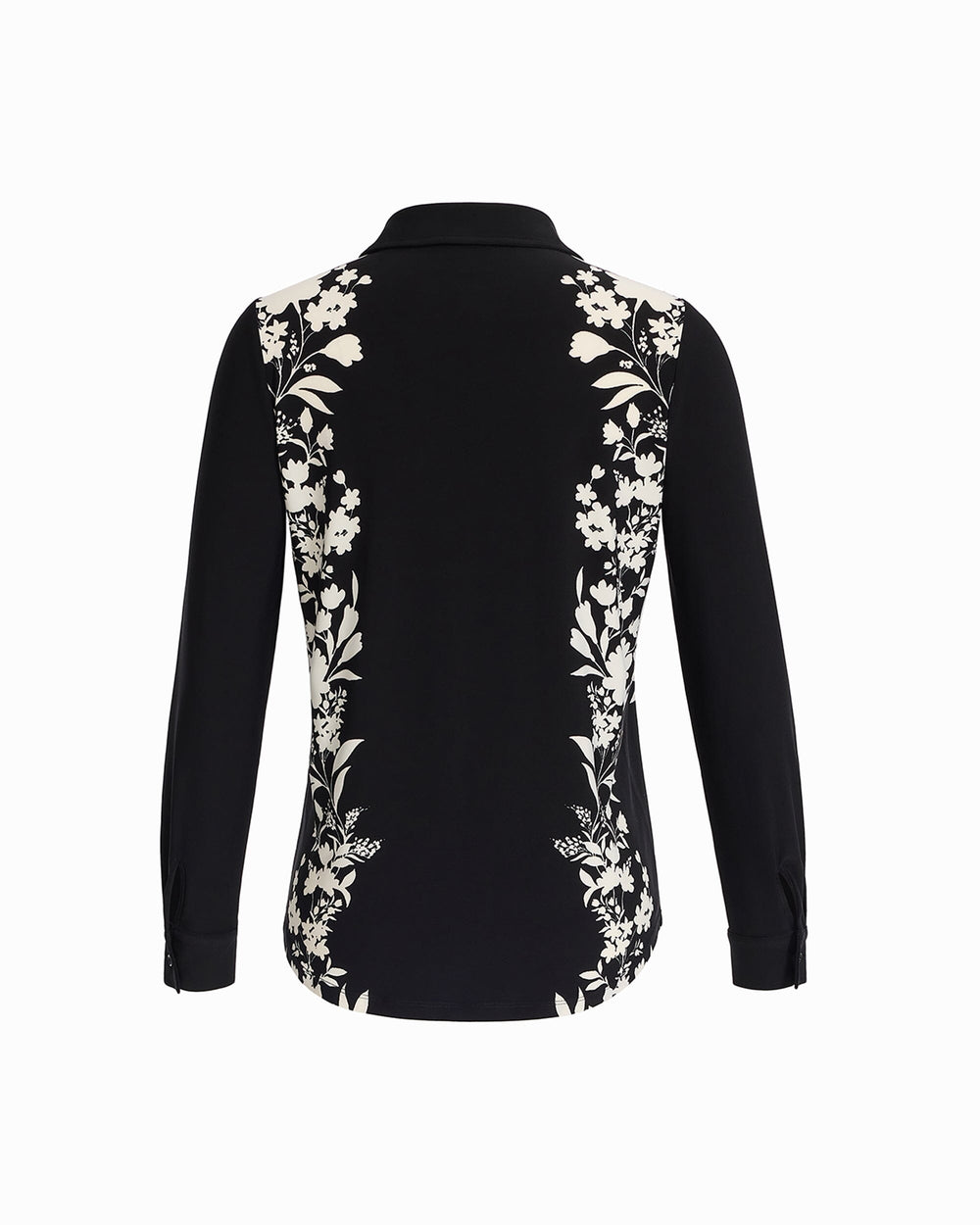 Long Sleeve Button Down Shirt - Anne Klein Anne Black/White Dove