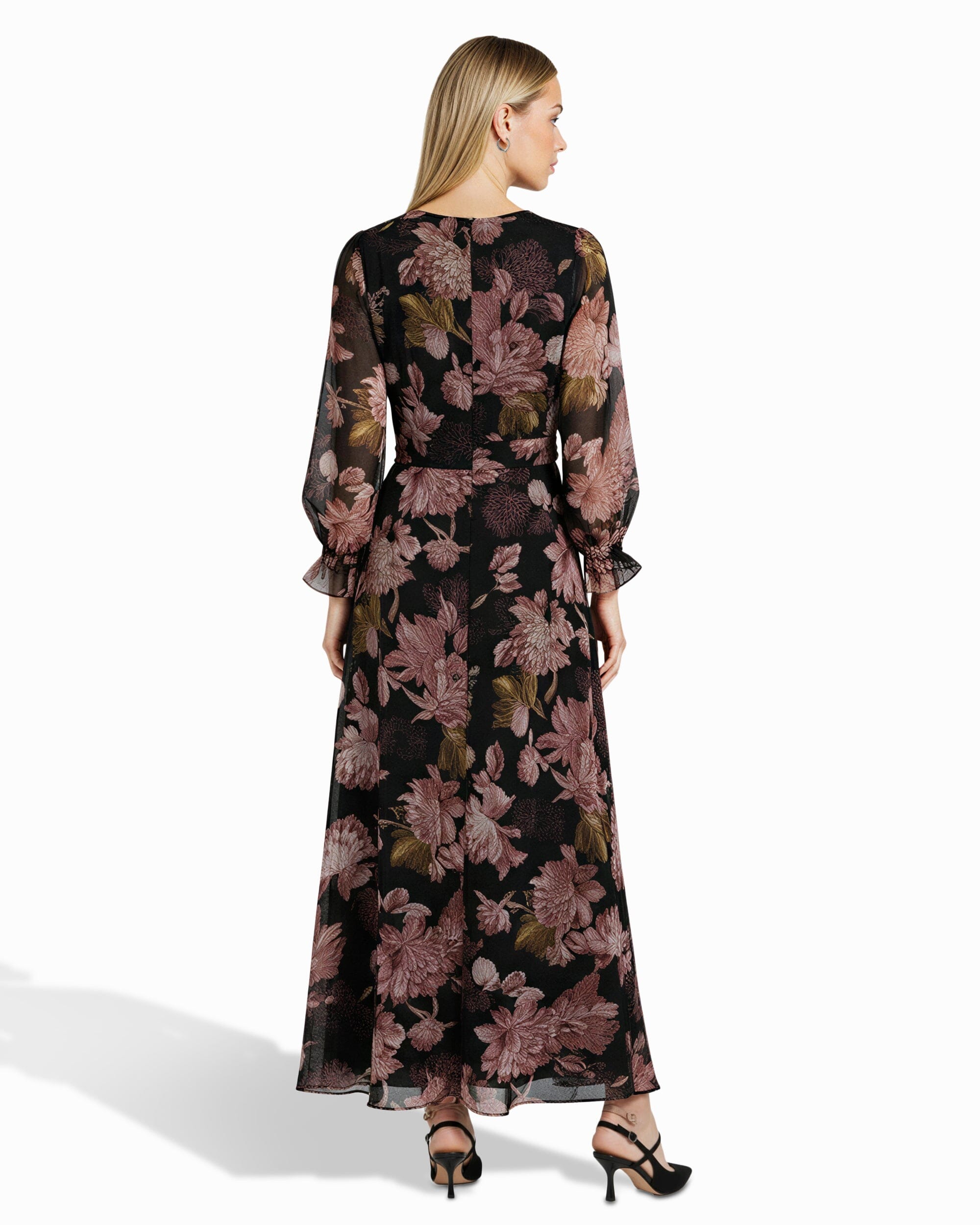 Bell Cuff Faux Wrap Dress - Anne Klein Anne Black Multi