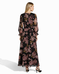 Bell Cuff Faux Wrap Dress - Anne Klein Anne Black Multi