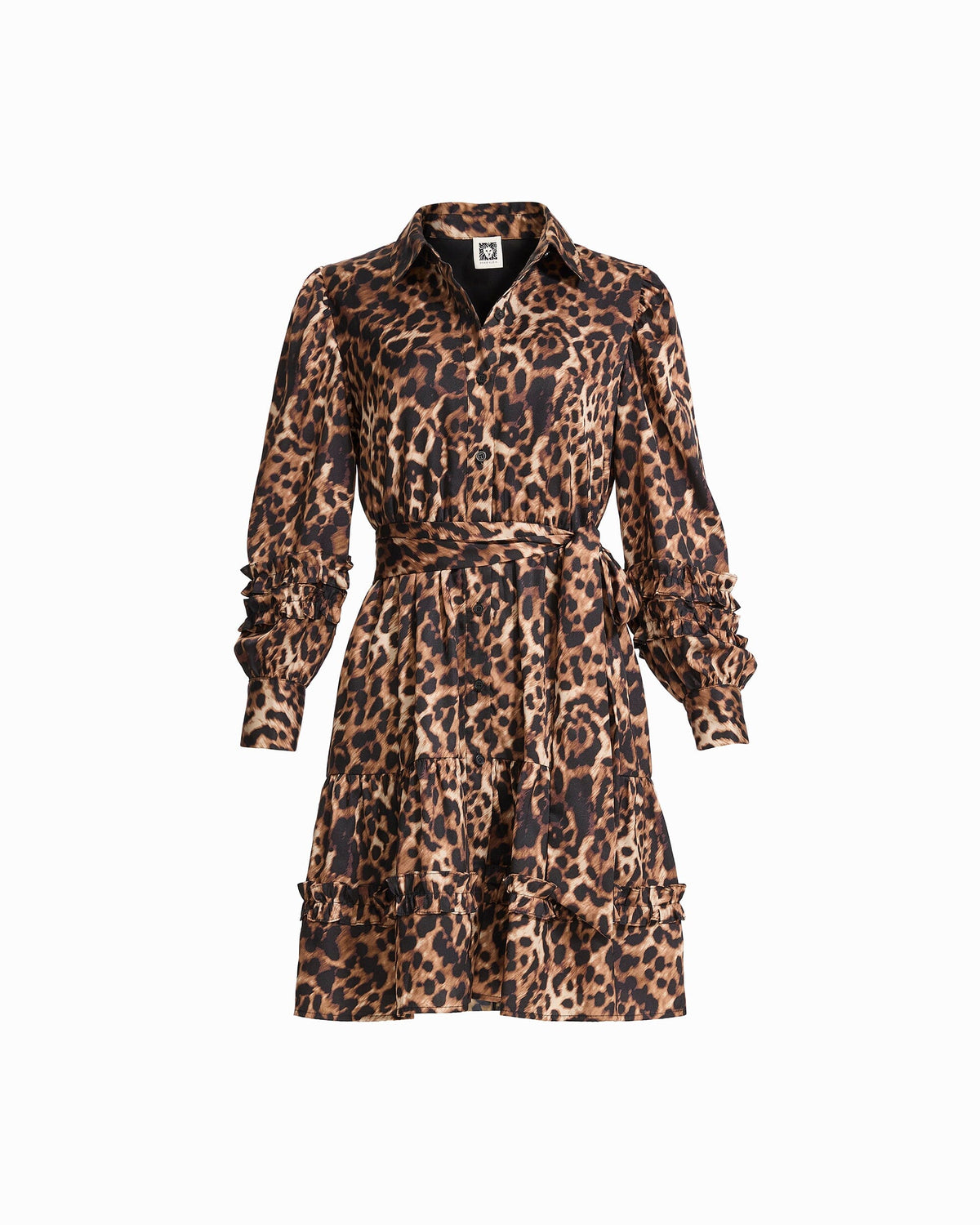 Ruffle Shirt Dress Short Dress - Anne Klein Anne Black Multi