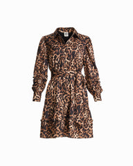 Ruffle Shirt Dress Short Dress - Anne Klein Anne Black Multi