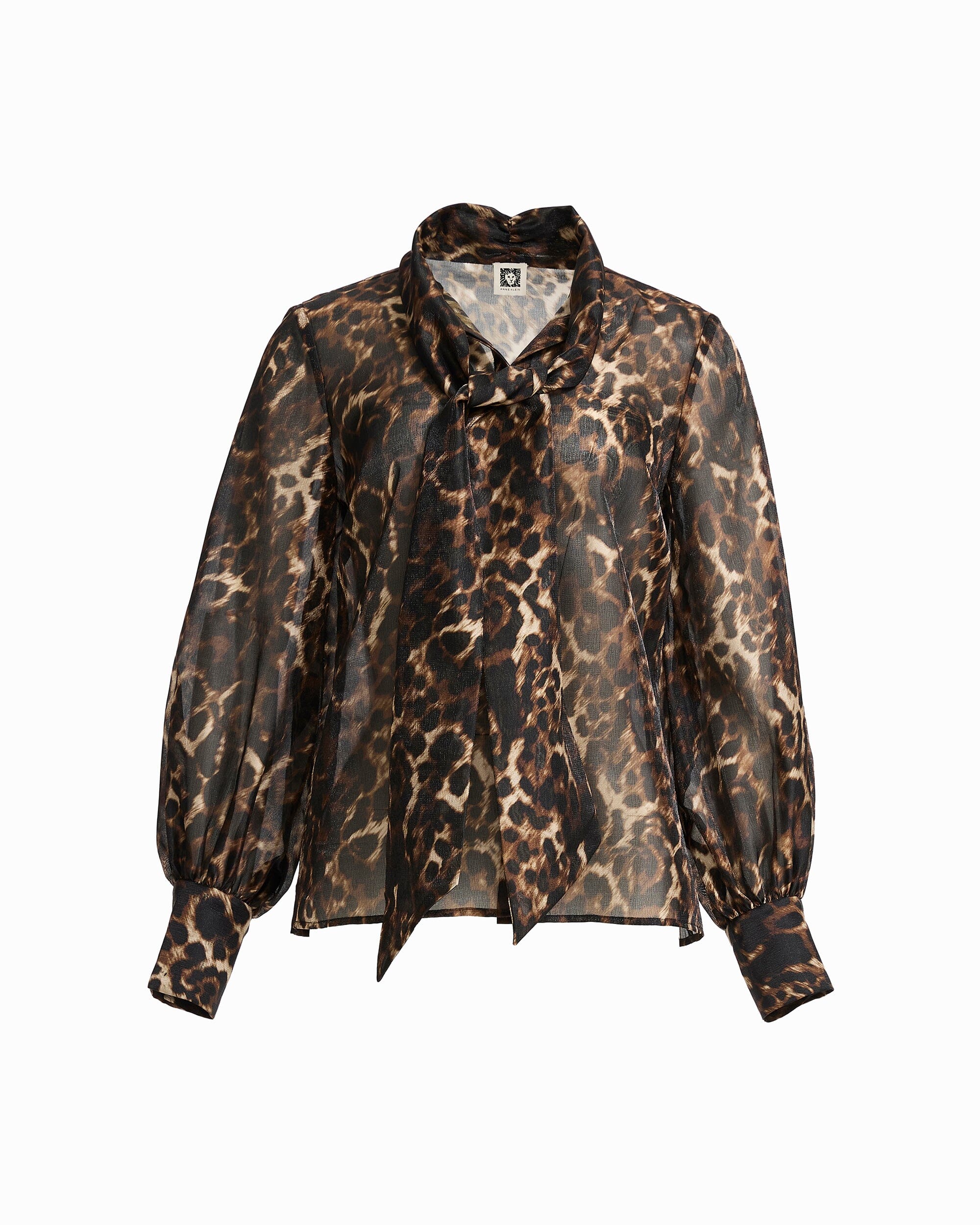 Bow Neck Long Sleeve Blouse - Anne Klein Anne Black Multi