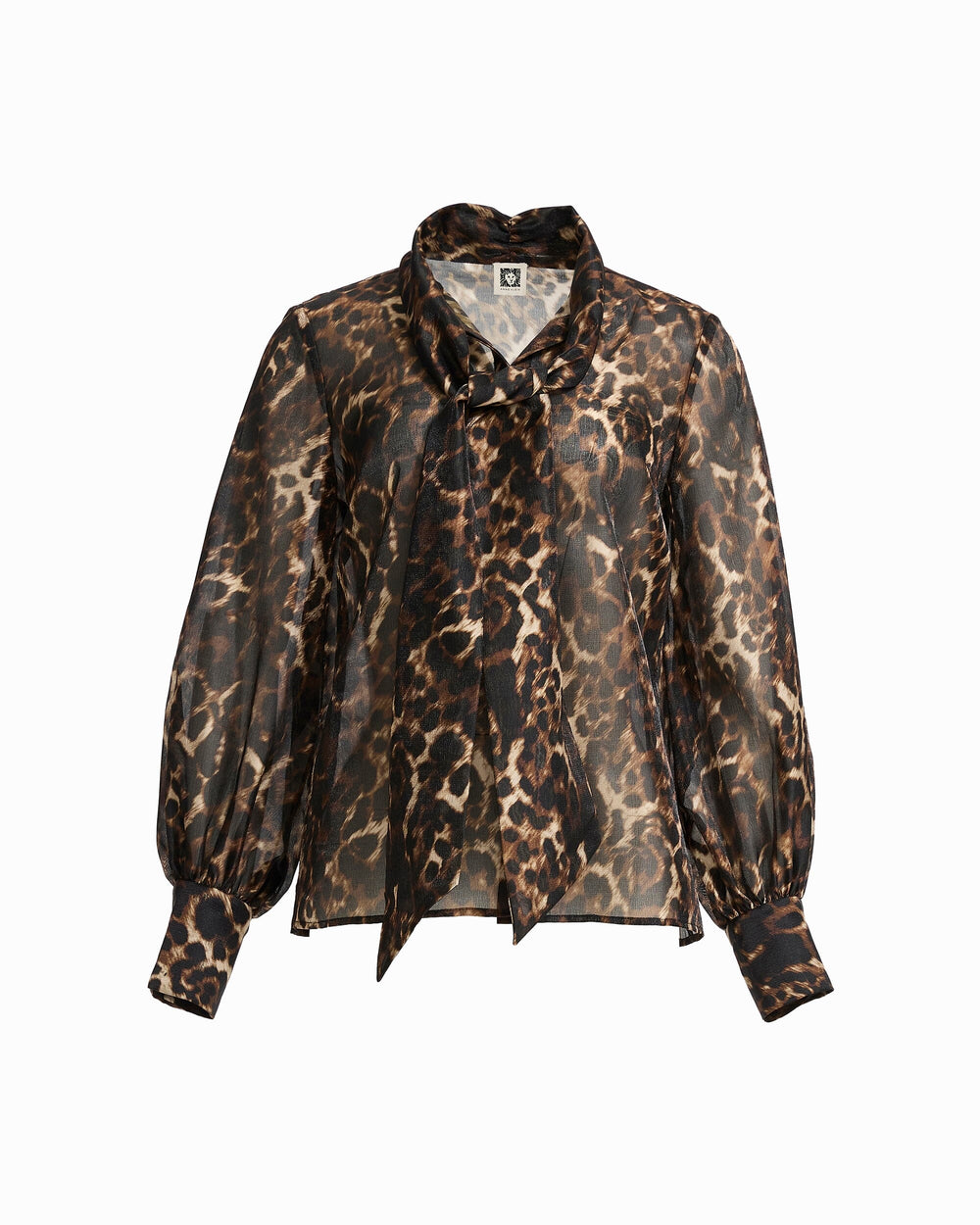 Bow Neck Long Sleeve Blouse - Anne Klein Anne Black Multi