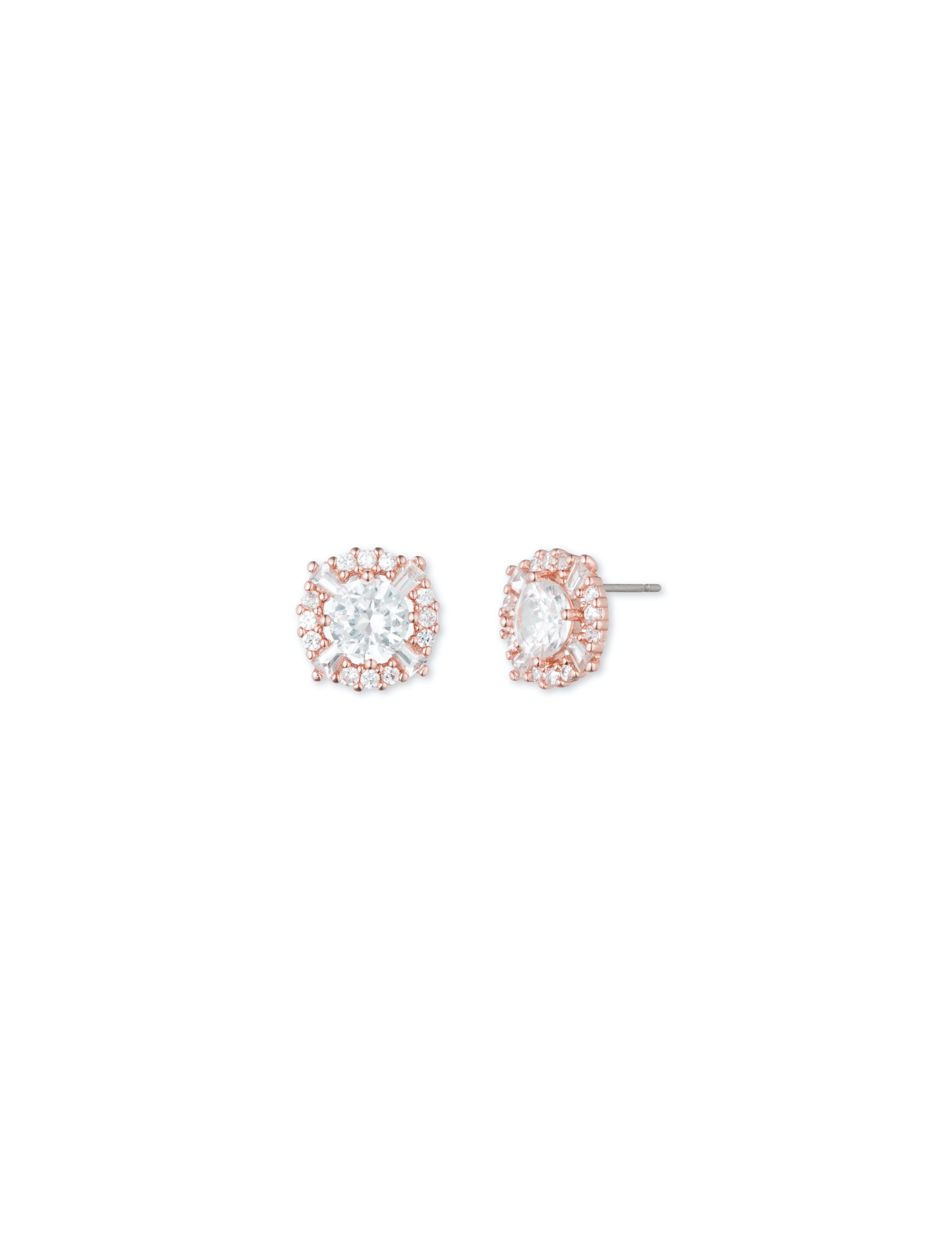 Anne Klein Cubic zirconia pave halo earrings - Anne Klein Rose Gold-Tone