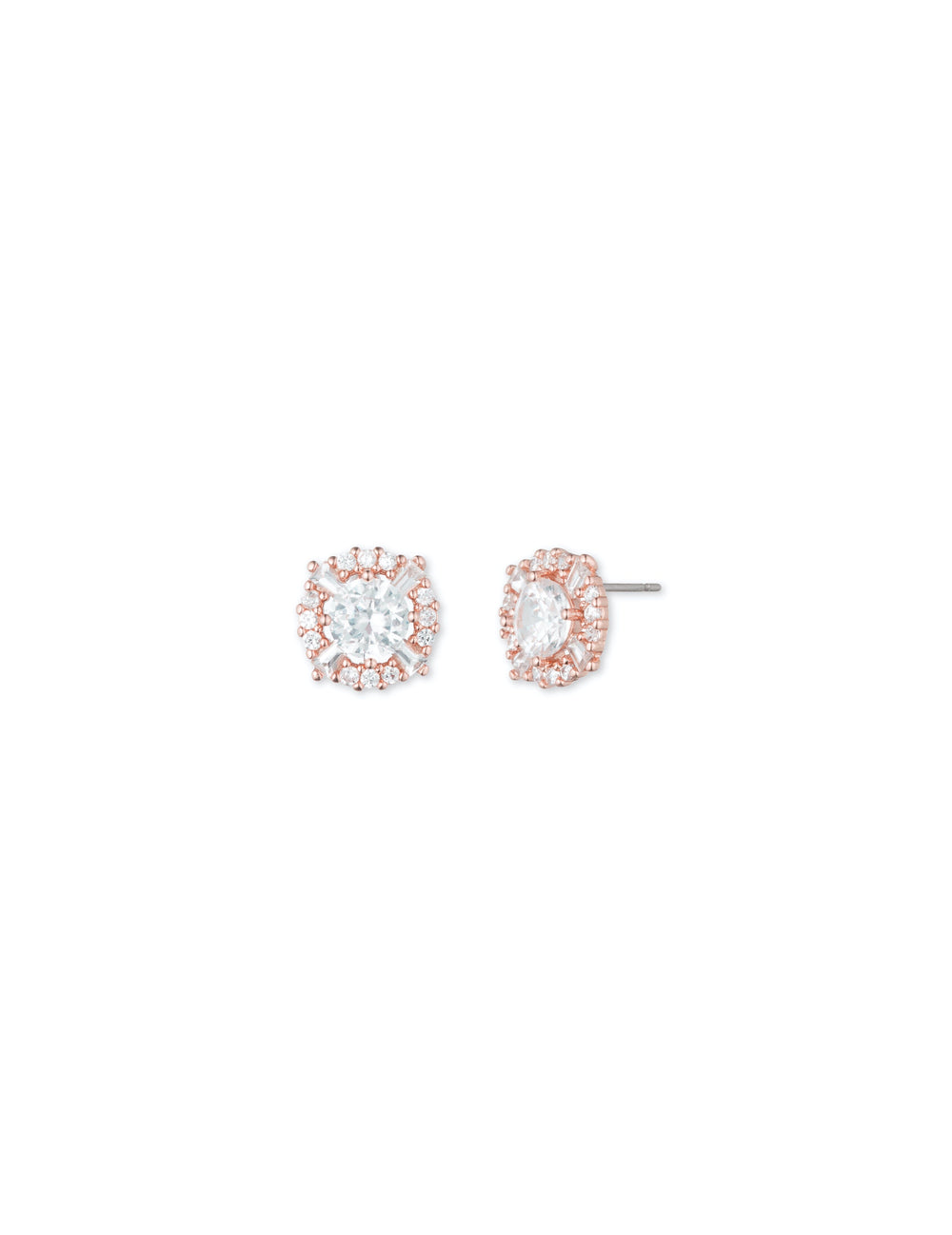 Anne Klein Cubic zirconia pave halo earrings - Anne Klein Rose Gold-Tone