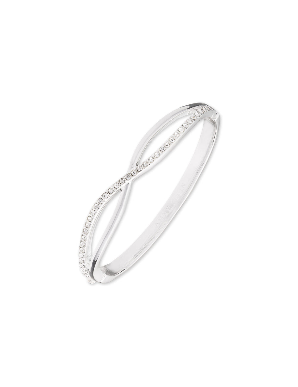 Crisscross Crystal Bangle Bracelet - Anne Klein Silver-Tone